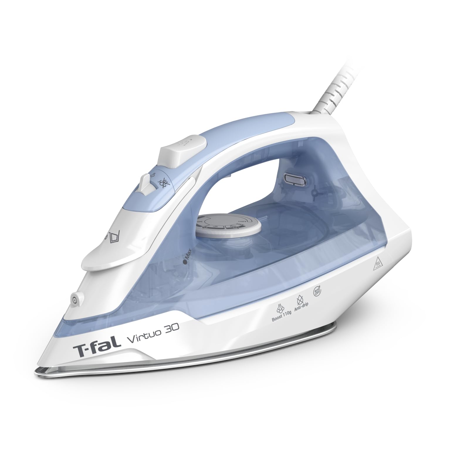 t-fal-virtuo-steam-iron-ceramic-soleplate-1400w-burst-of-steam-anti-drip-blue image 1