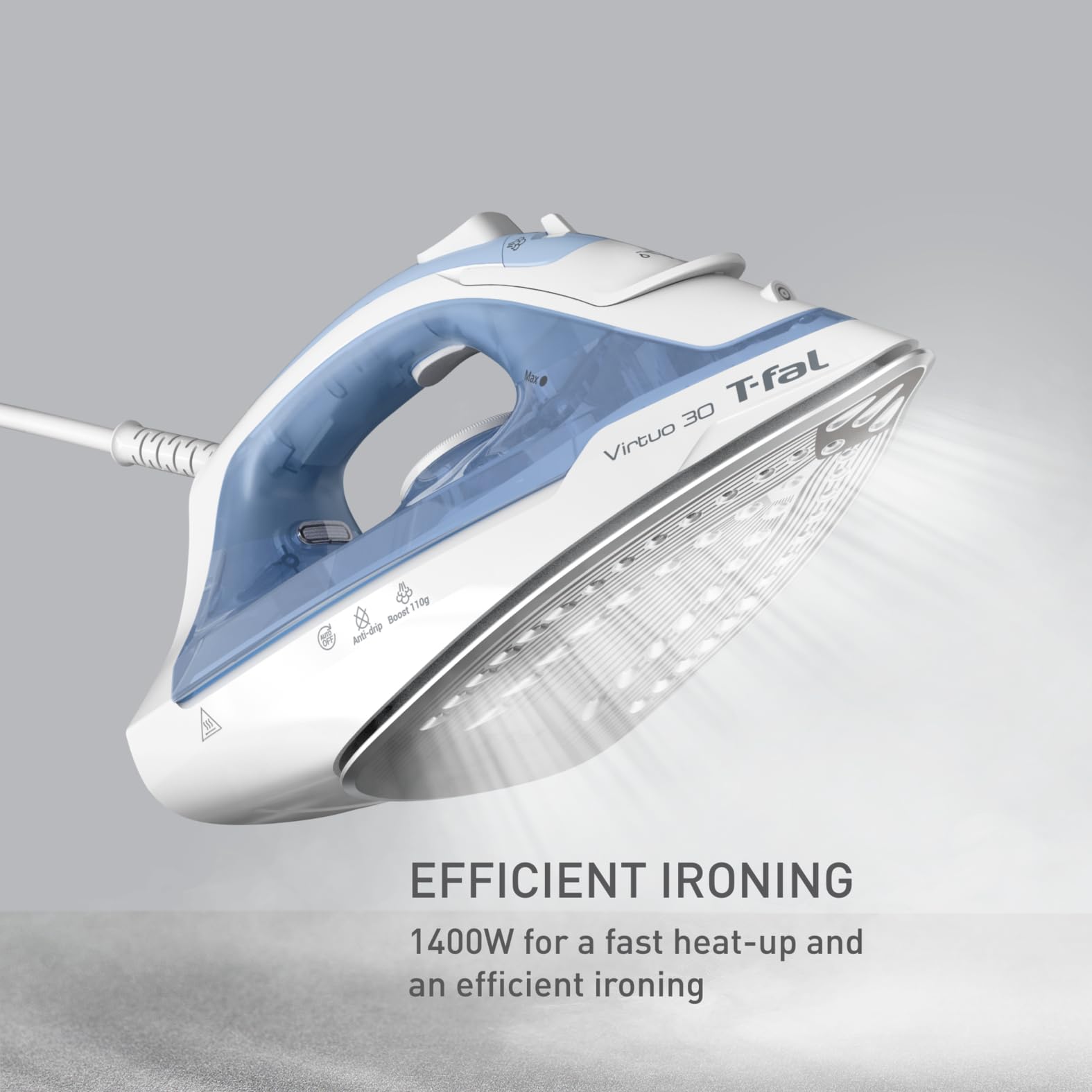 t-fal-virtuo-steam-iron-ceramic-soleplate-1400w-burst-of-steam-anti-drip-blue image 2