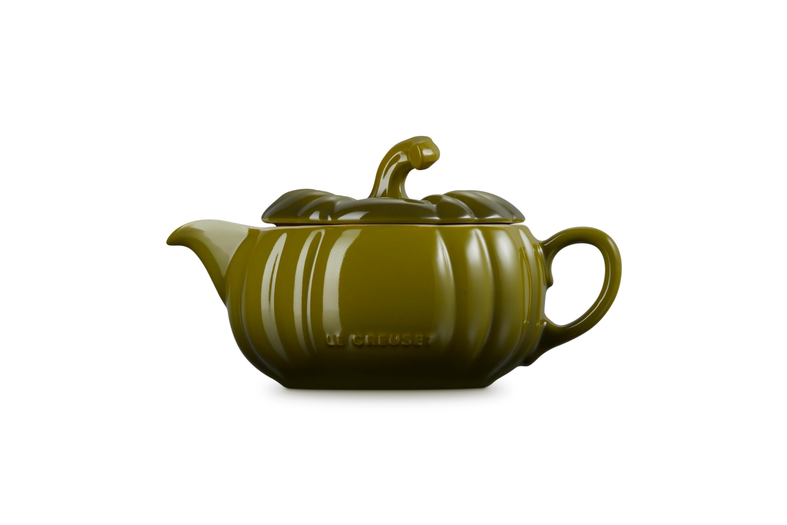 le-creuset-stoneware-pumpkin-gravy-boat-with-lid-14-oz-olive image 4