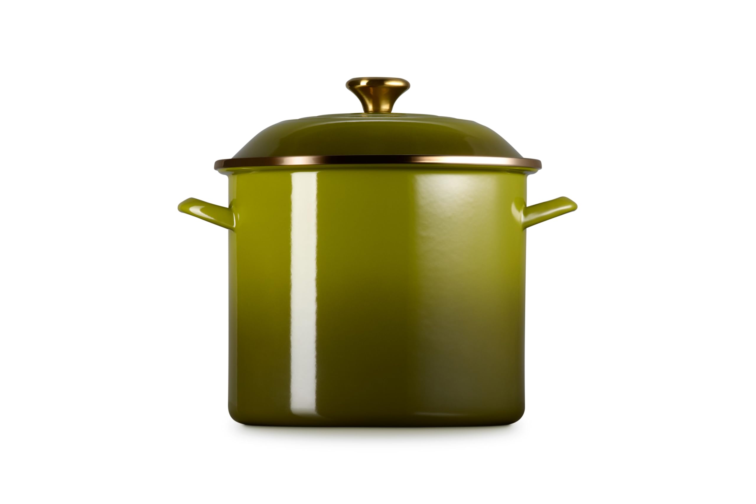 le-creuset-enamel-on-steel-traditional-stockpot-12-qt-olive-with-stainless-steel image 4