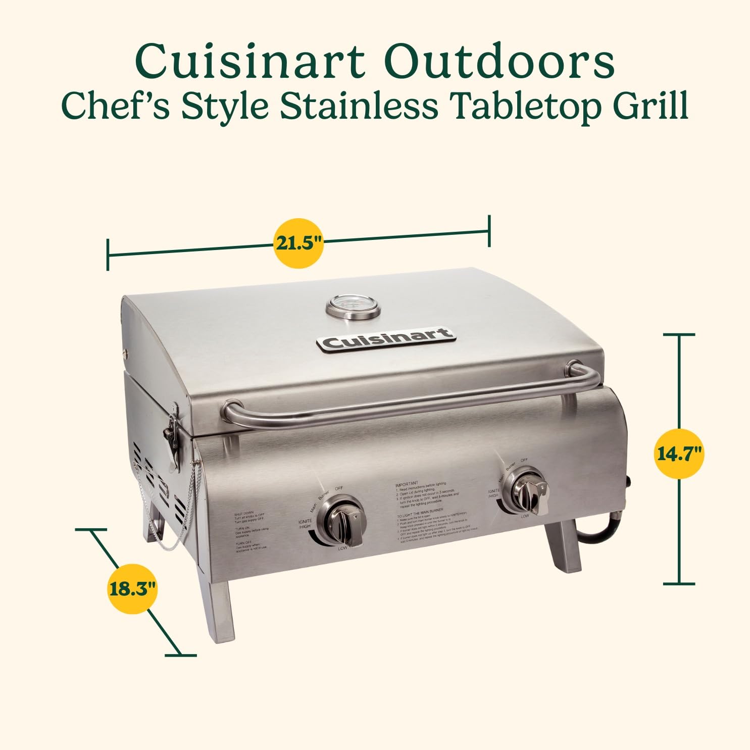 cuisinart-chef-s-style-tabletop-portable-propane-grill-cgg-306-20-000-btu-2-burn image 2