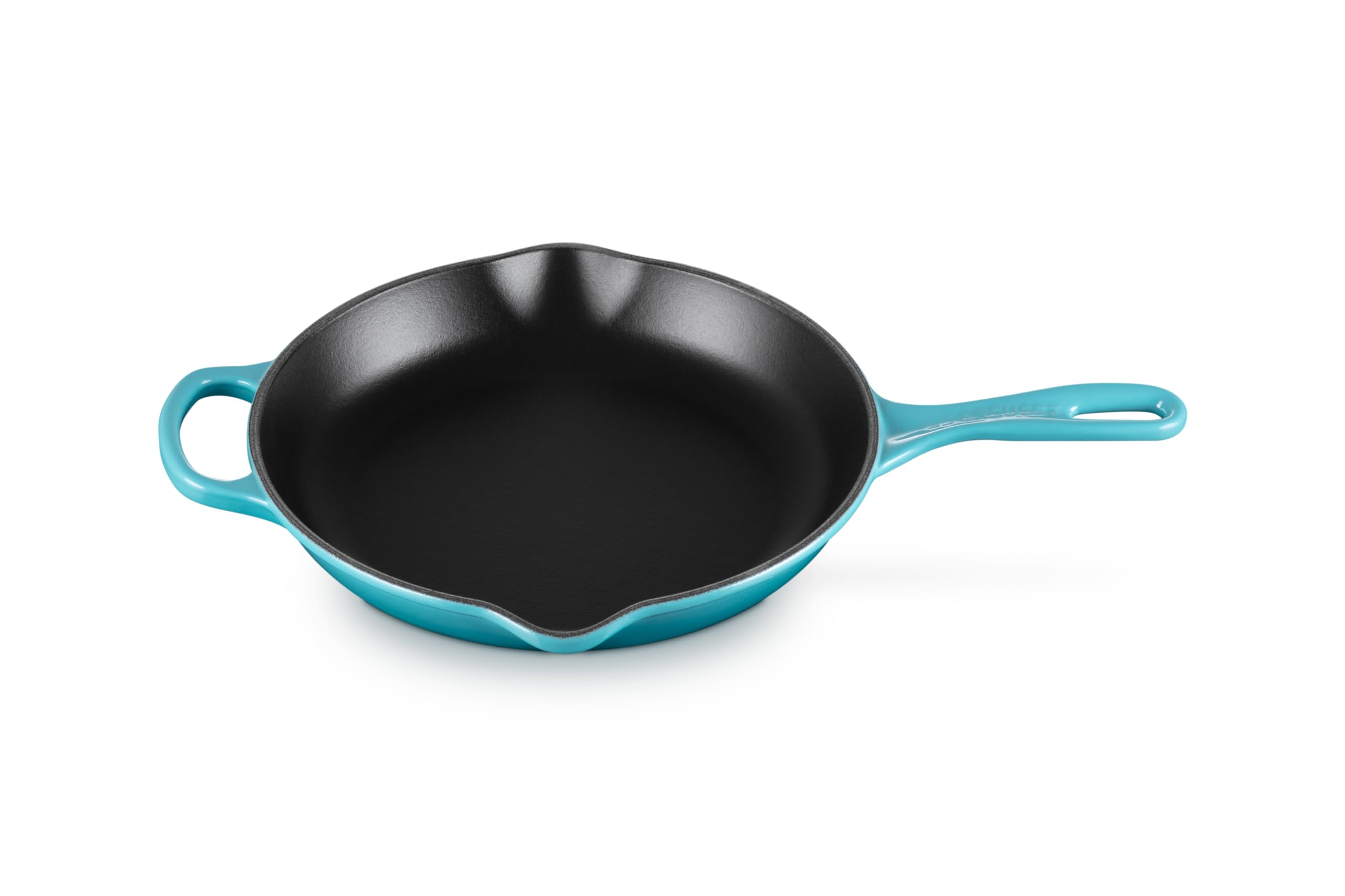 le-creuset-signature-iron-handle-skillet-10-25-inch-enameled-cast-iron-caribbean image 1