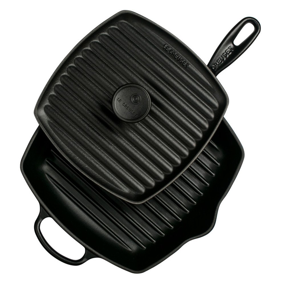 le-creuset-cast-iron-panini-press-and-signature-square-skillet-grill-set-10-1-4- image 1