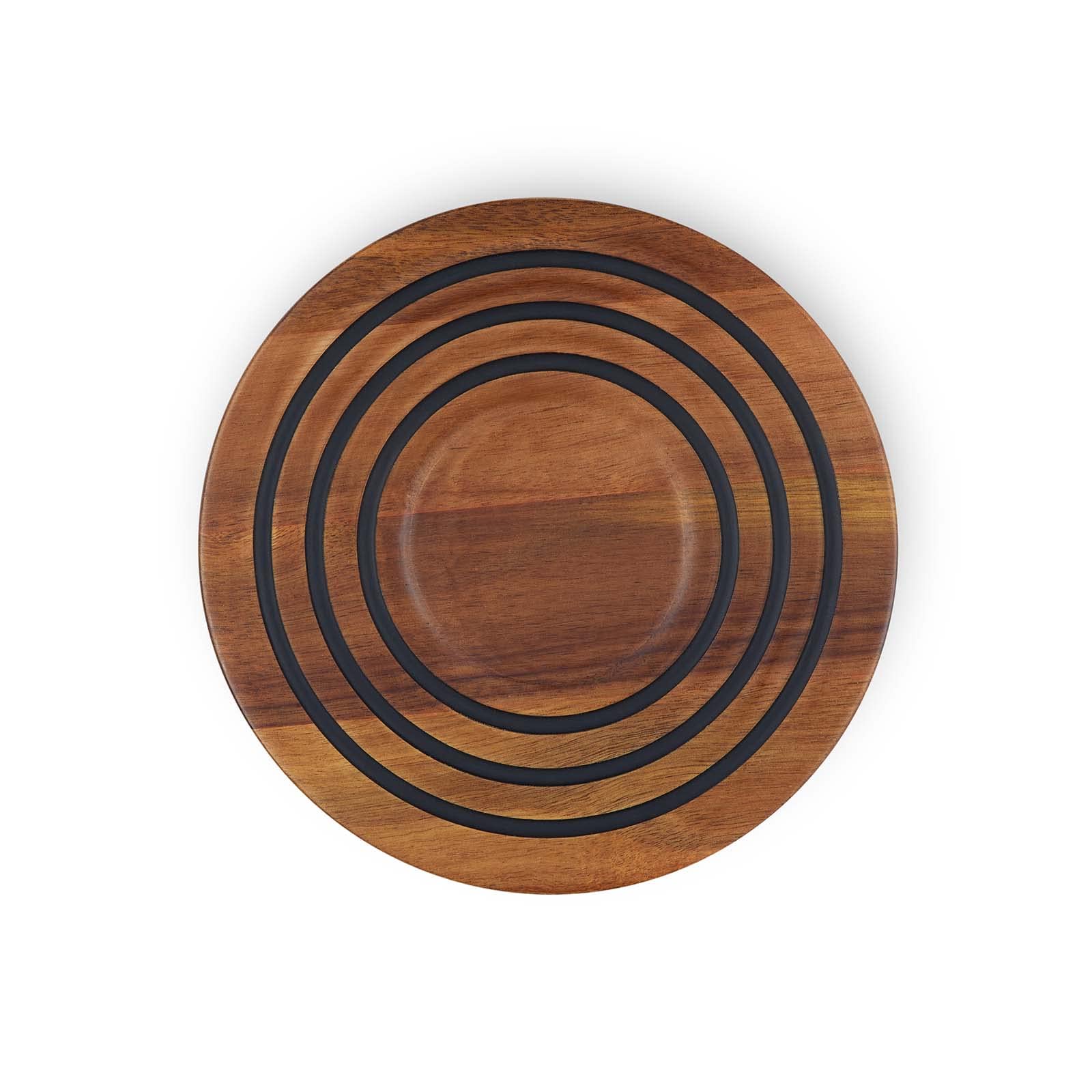 le-creuset-magnetic-wooden-trivet-acacia-wood-with-black-silicone-rings-8-inch image 1