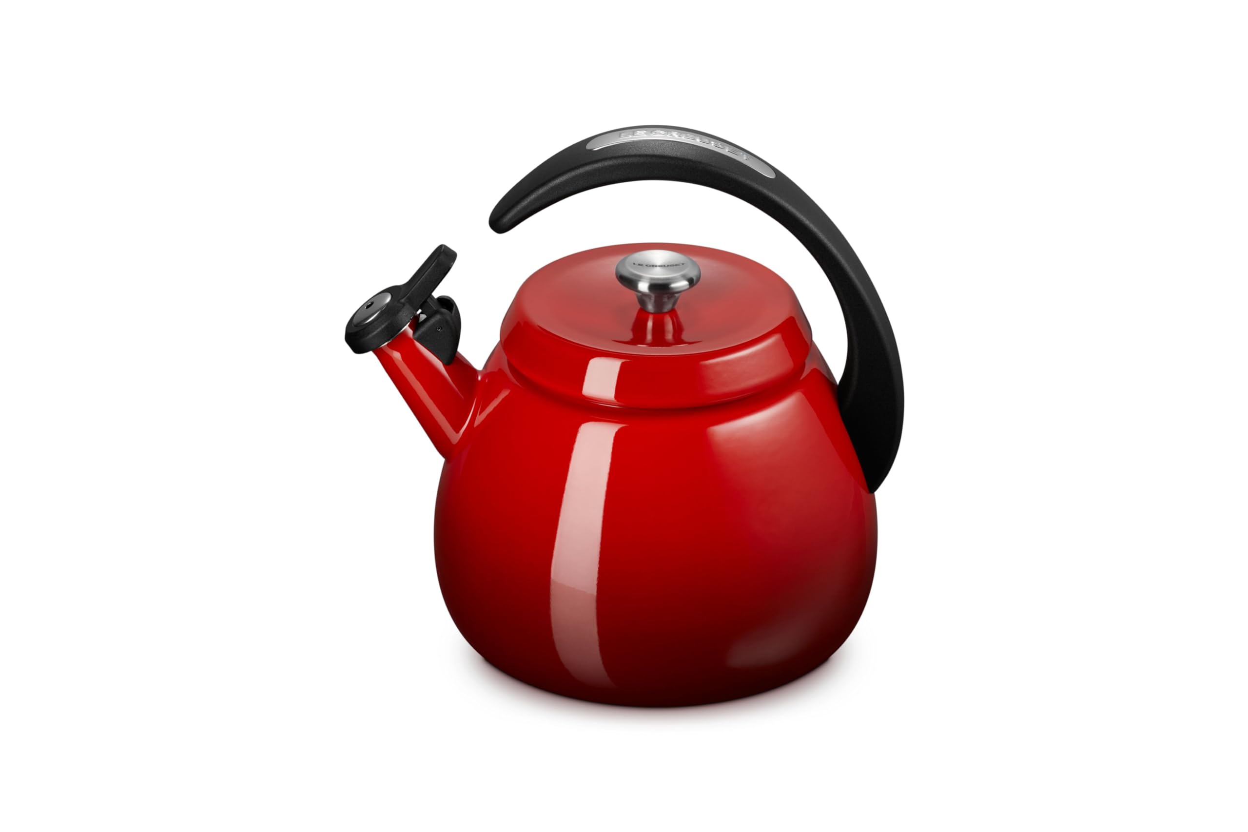 le-creuset-enamel-on-steel-cloche-kettle-2-2-qt-cerise-whistling-tea-kettle image 2
