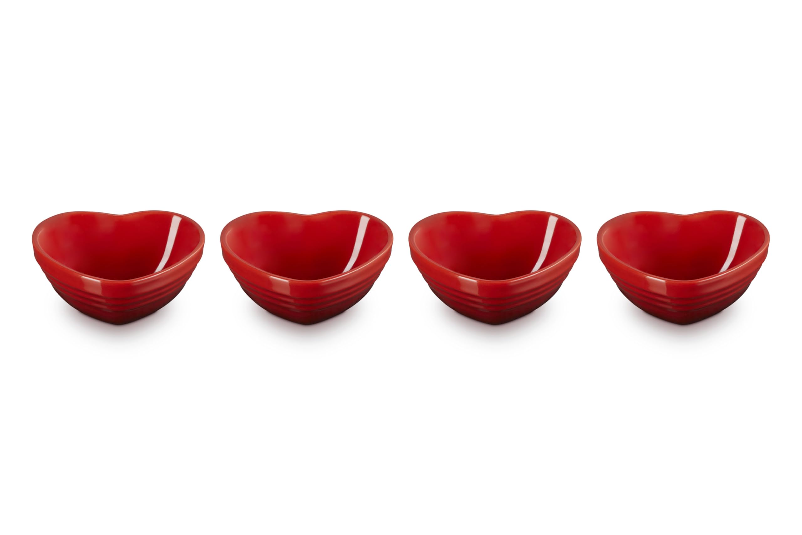 le-creuset-stoneware-set-of-4-mini-heart-pinch-bowls-cerise image 1