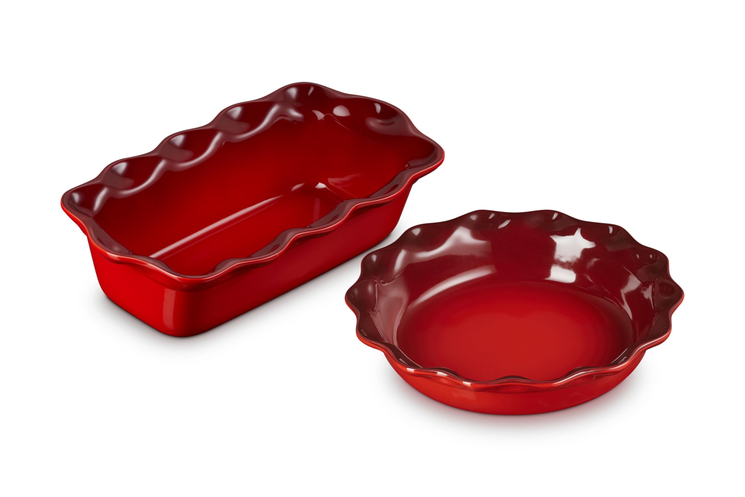 le-creuset-heritage-stoneware-bakeware-set-of-2-9-fluted-pie-dish-fluted-loaf-pa image 1