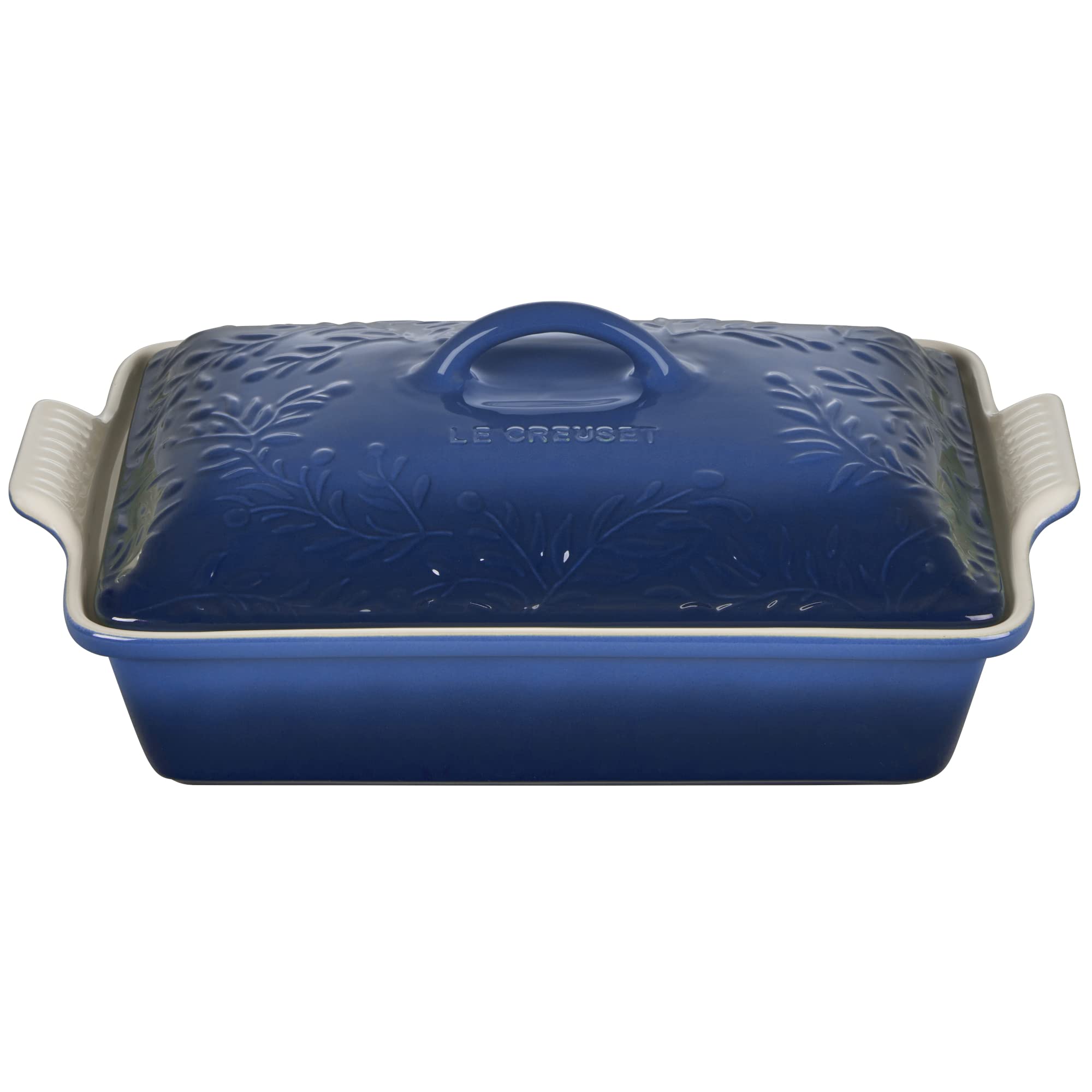 le-creuset-olive-branch-stoneware-covered-rectangular-casserole-4-qt-artichaut image 6