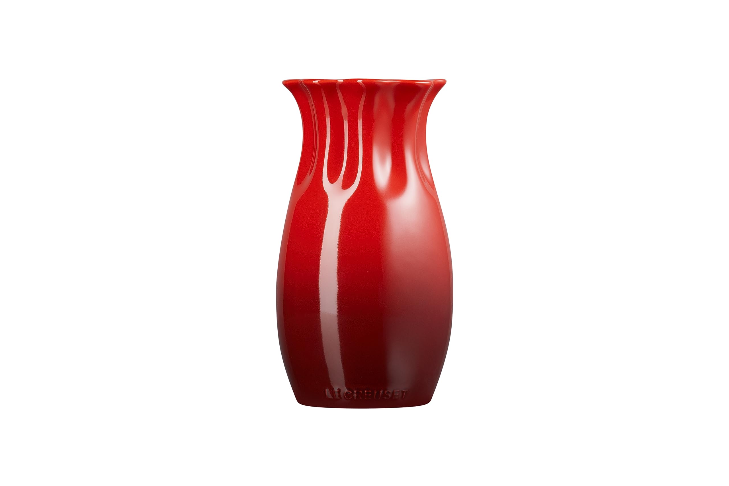 le-creuset-stoneware-ruffle-small-vase-6-5-h-x-3-5-d-cerise image 2