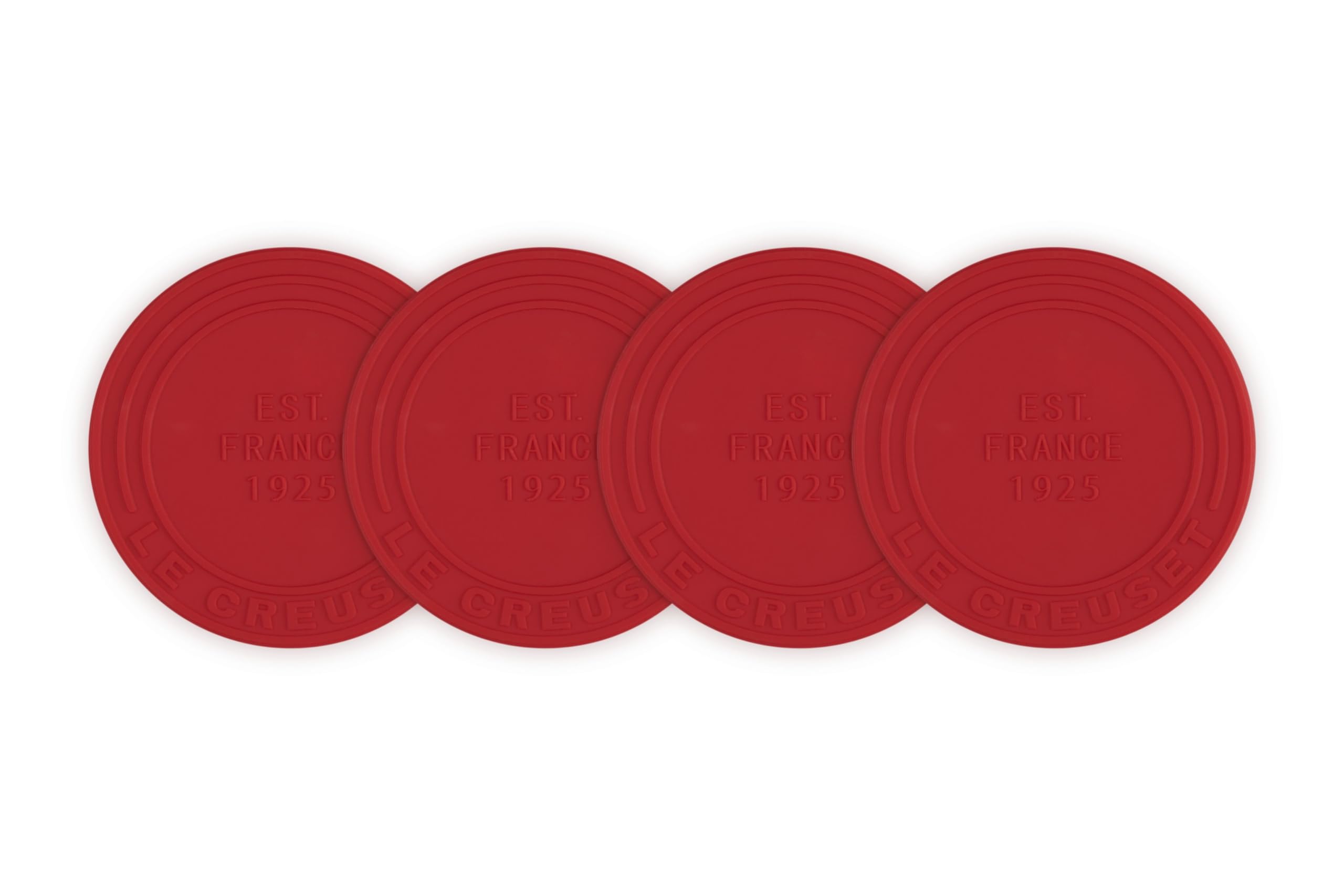 le-creuset-silicone-coasters-set-of-4-cerise-heat-resistant-to-482-f image 1