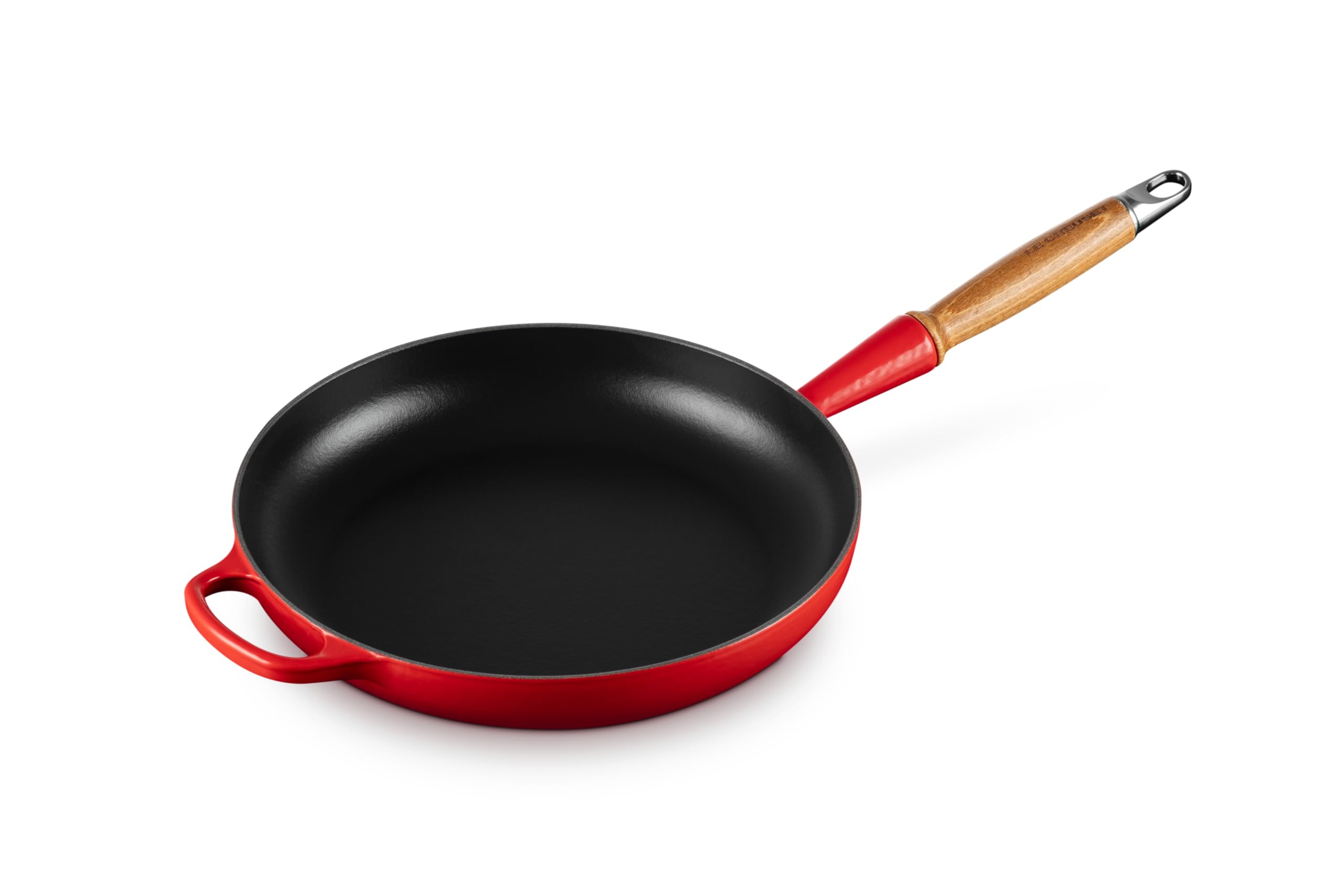 le-creuset-enameled-cast-iron-alpine-wood-handle-fry-pan-10-25-cerise image 1