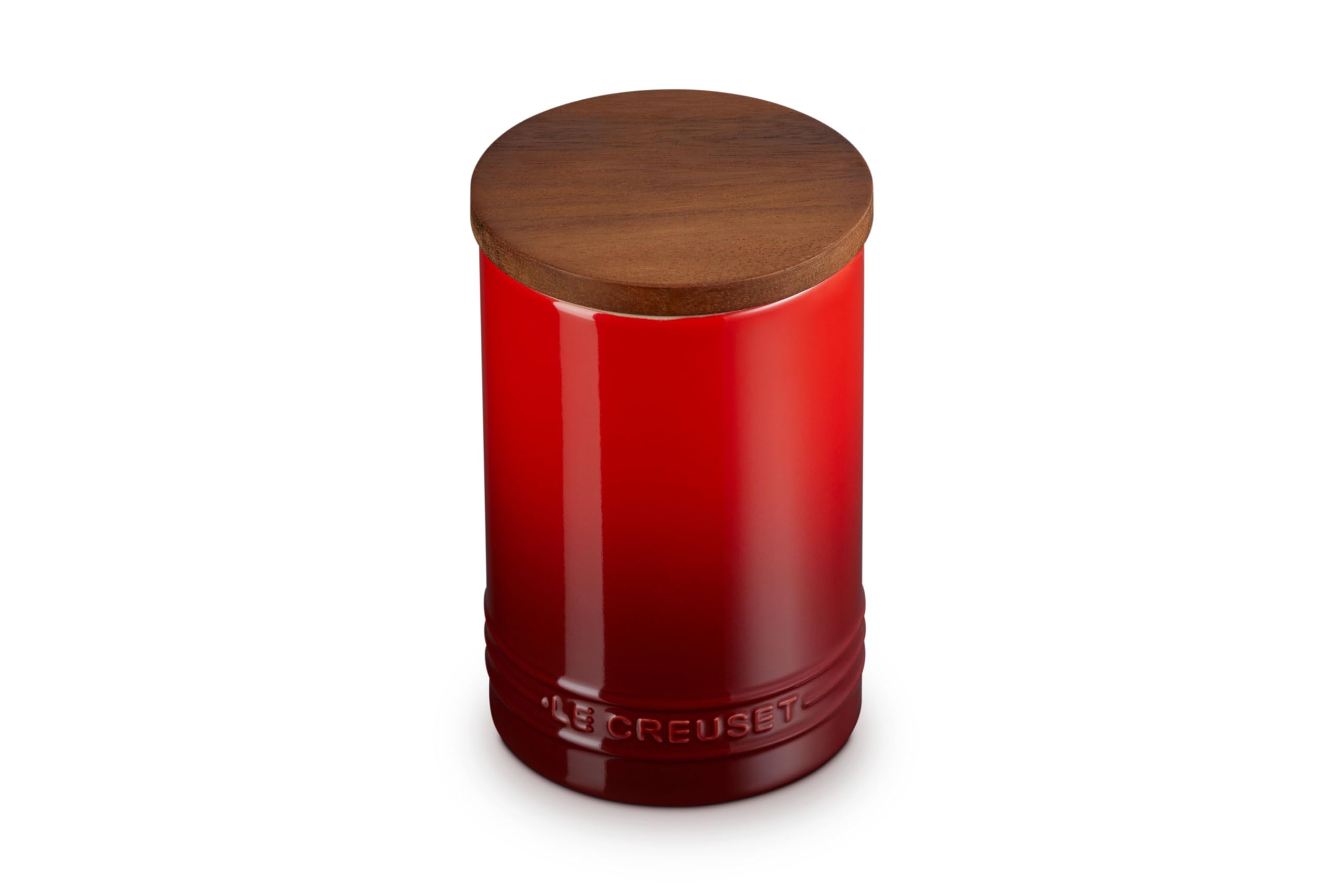 le-creuset-stoneware-signature-large-salt-cellar-and-storage-canister-with-wood- image 1