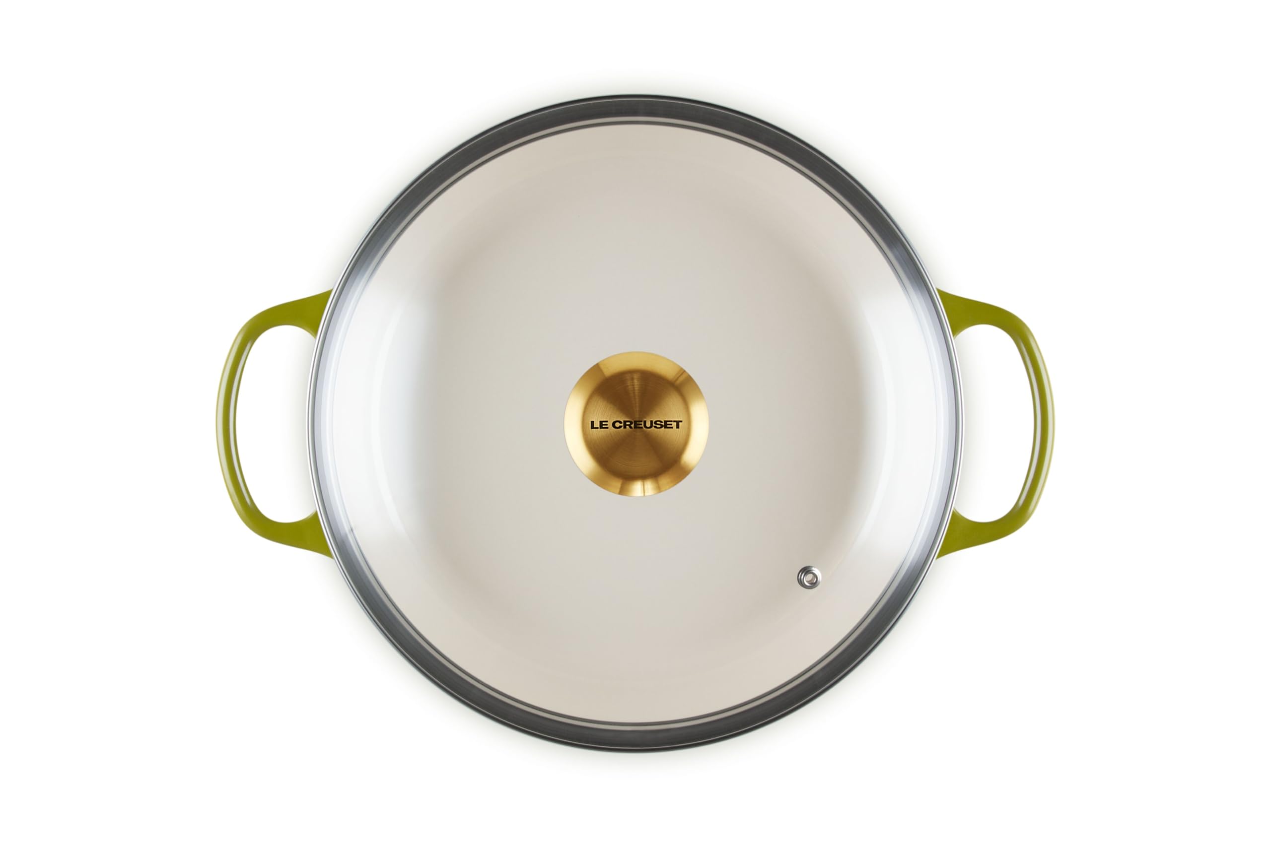 le-creuset-signature-round-braiser-with-glass-lid-and-gold-knob-2-25-qt-olive image 2