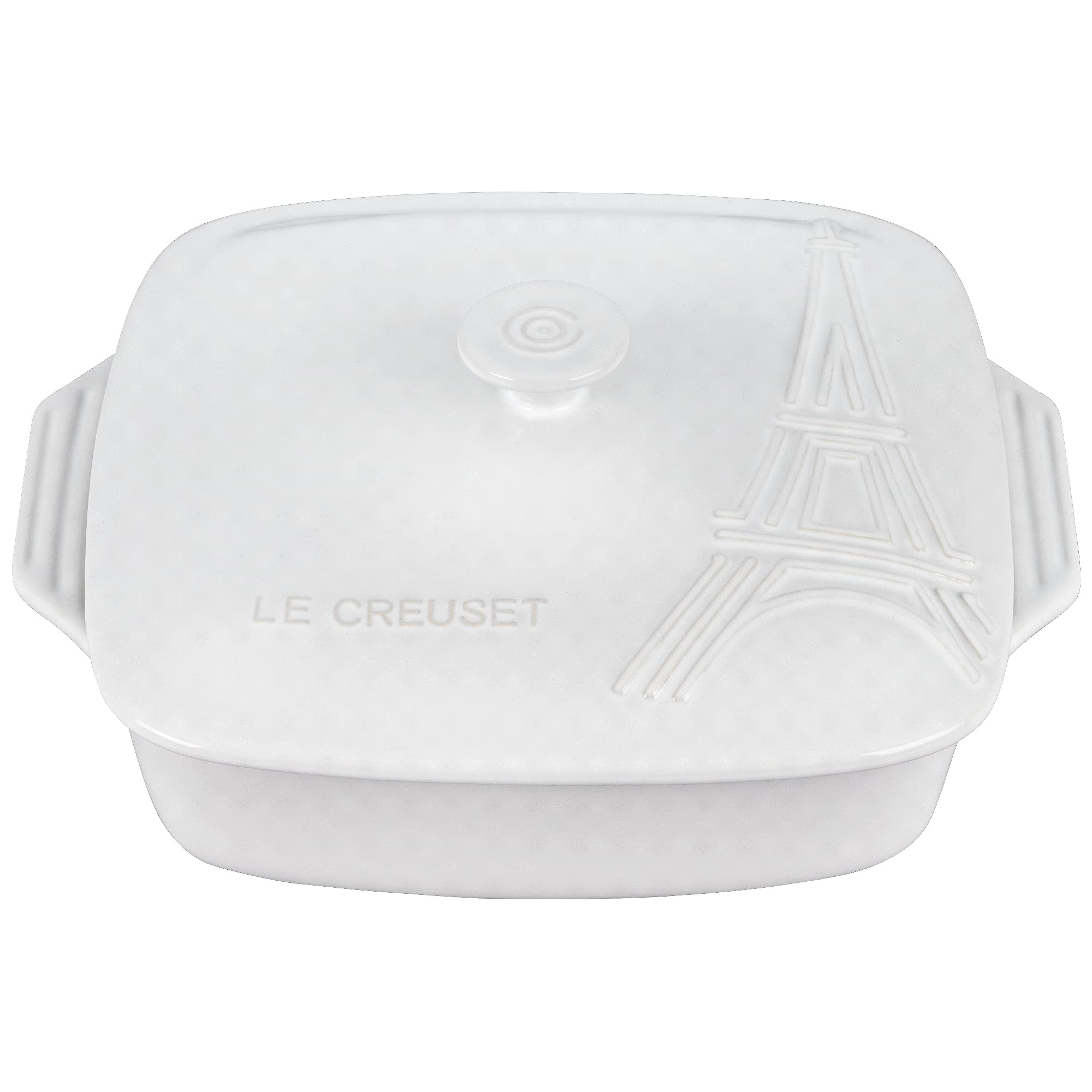 le-creuset-eiffel-tower-stoneware-covered-square-casserole-2-5-qt-9-white image 1