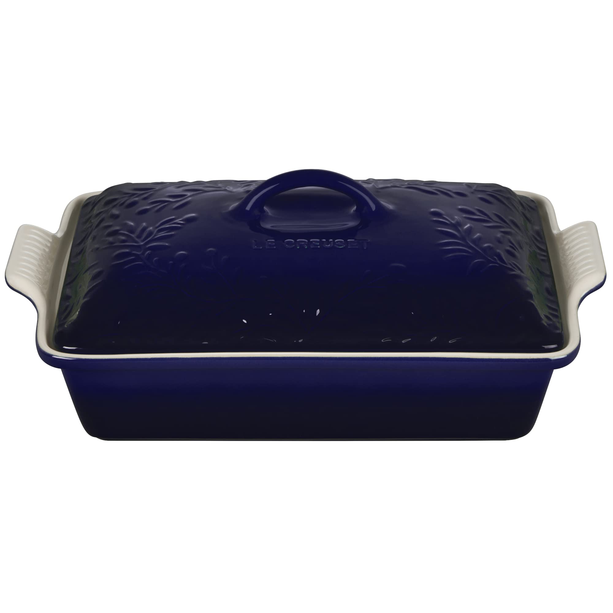 le-creuset-olive-branch-stoneware-covered-rectangular-casserole-4-qt-artichaut image 7