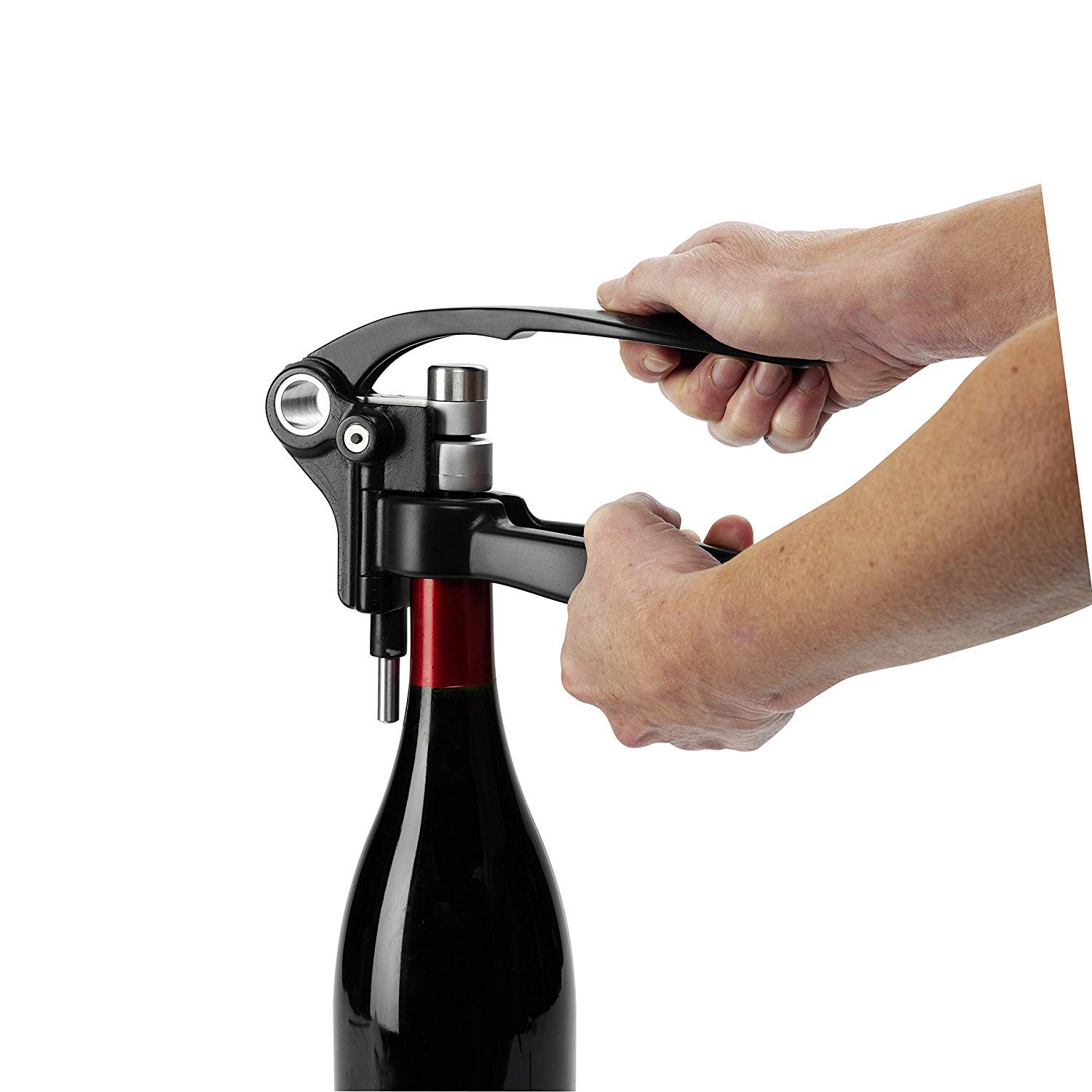 le-creuset-original-lever-corkscrew-wine-opener-and-foil-cutter-gift-set-black image 4