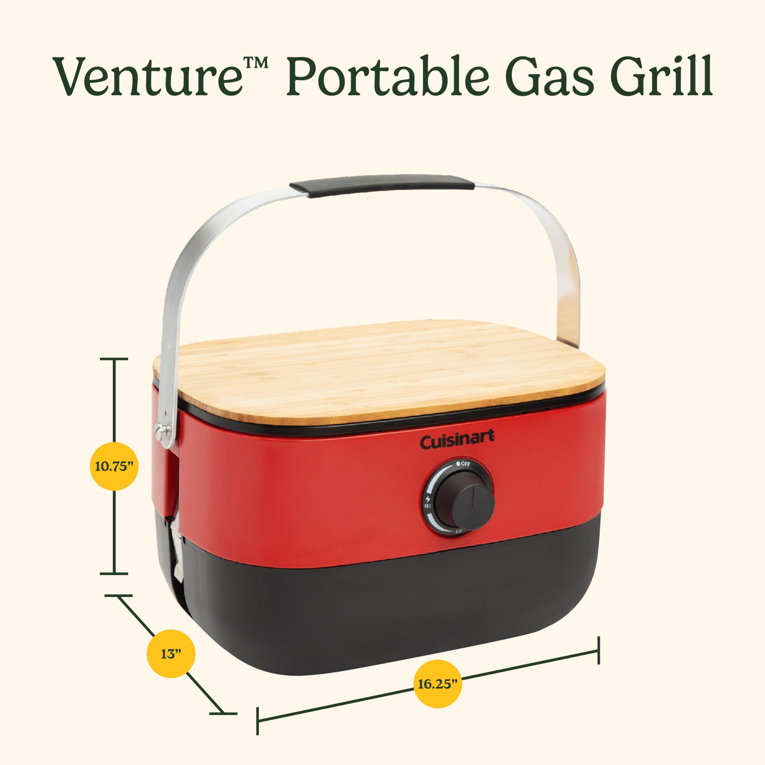 cuisinart-venture-portable-gas-grill-with-cutting-board-lid-154-sq-in image 2