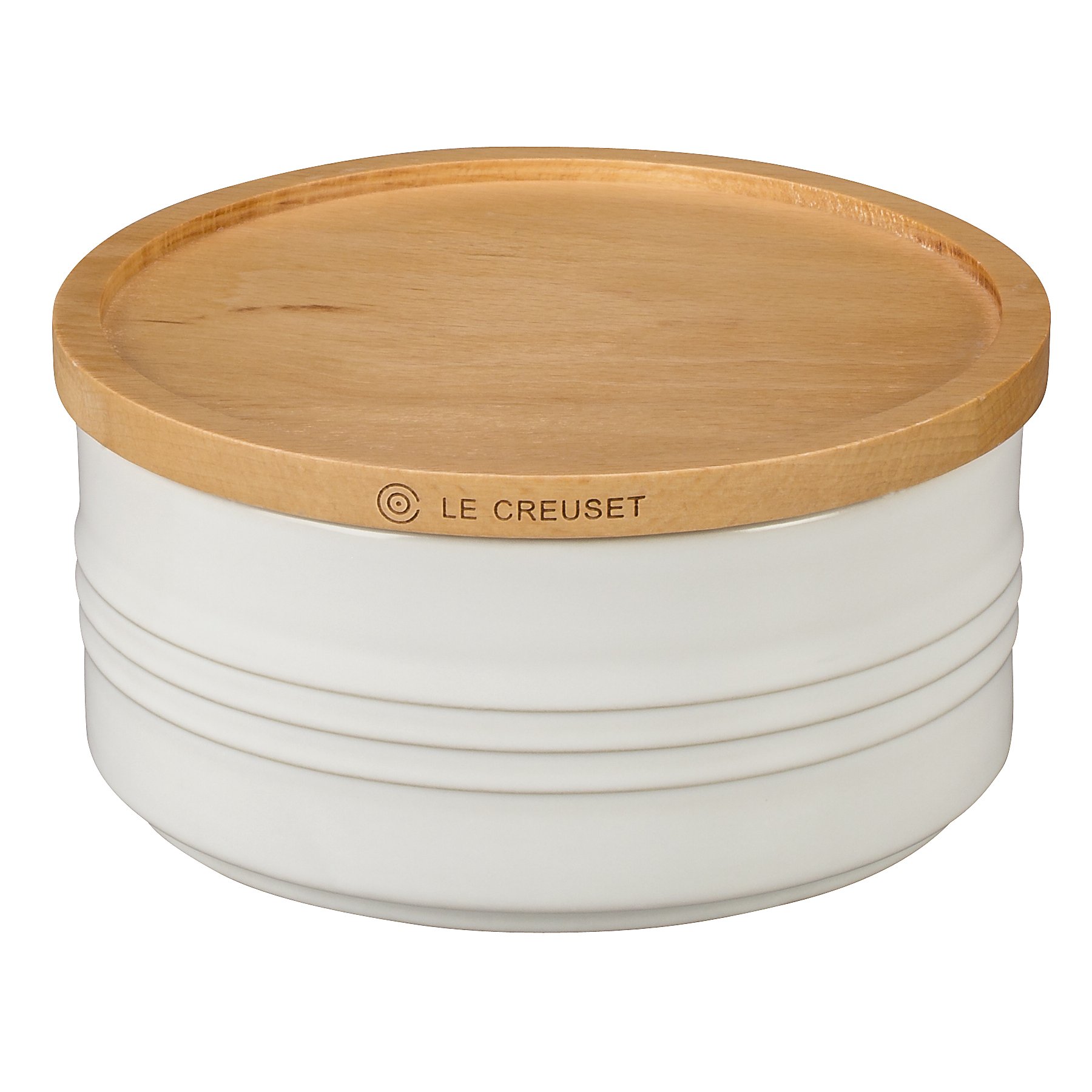 le-creuset-stoneware-canister-with-wood-lid-23-oz-white image 1