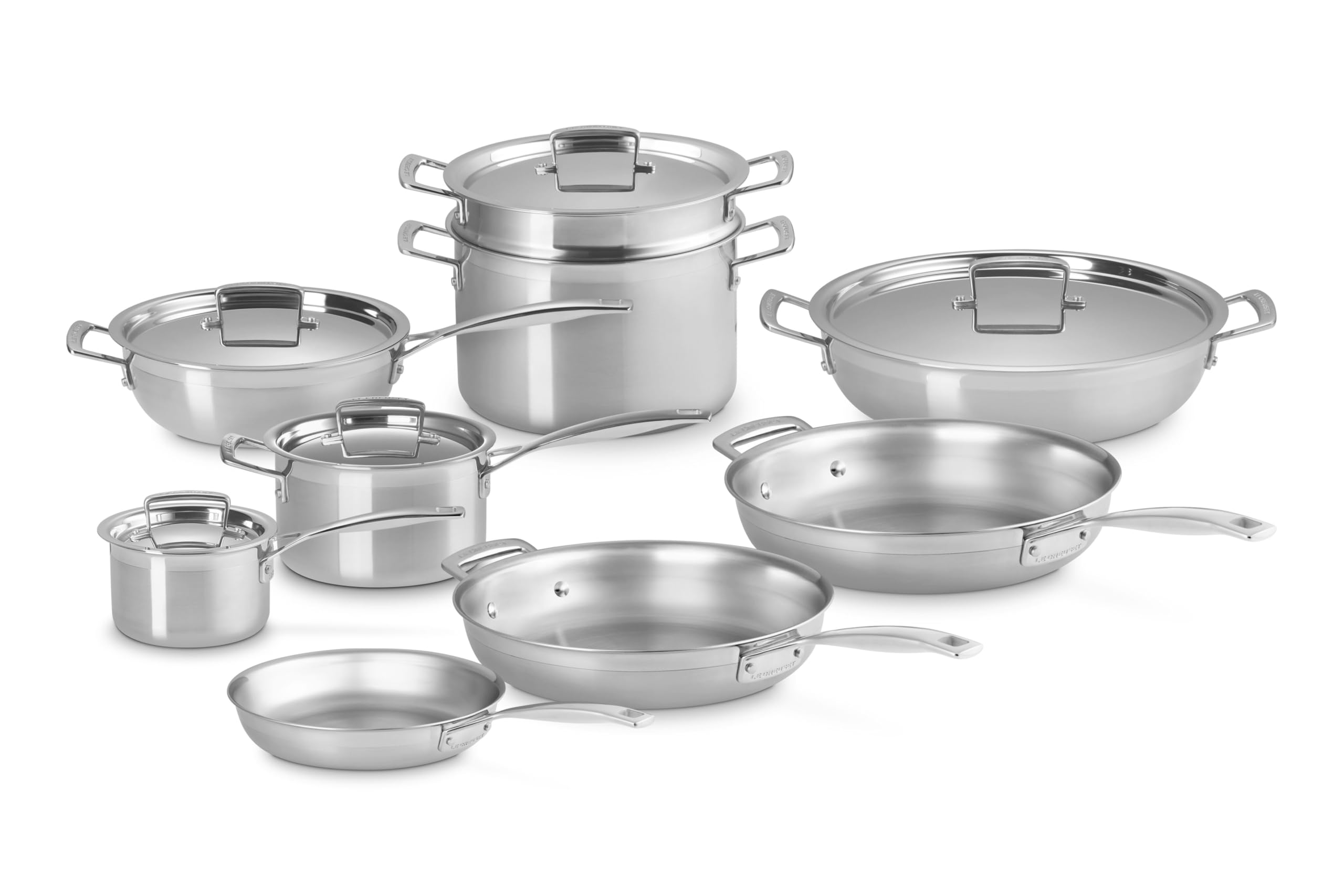 le-creuset-classic-3-ply-stainless-steel-14-piece-cookware-set image 1