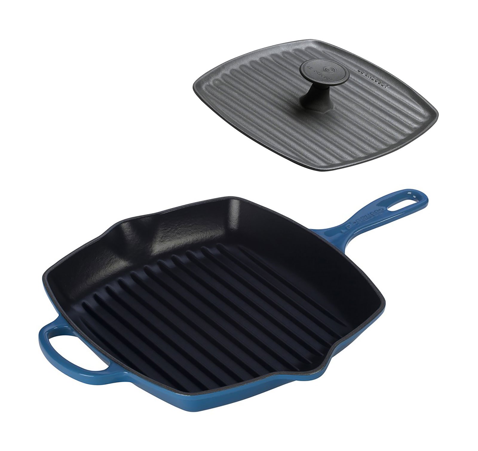 le-creuset-cast-iron-panini-press-square-skillet-grill-set-10-25-marseille image 1
