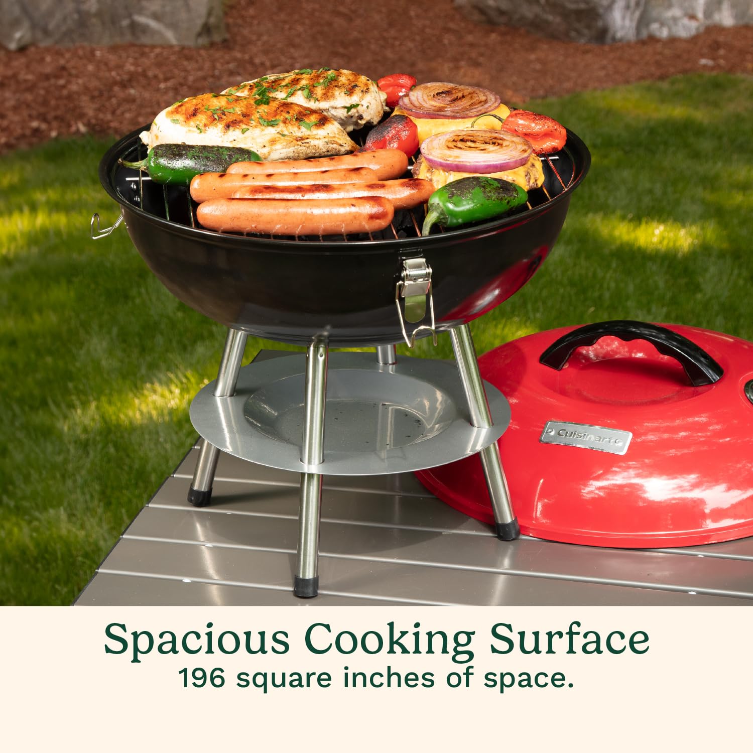 cuisinart-14-inch-portable-charcoal-grill-with-locking-lid-and-dual-vents-red image 3