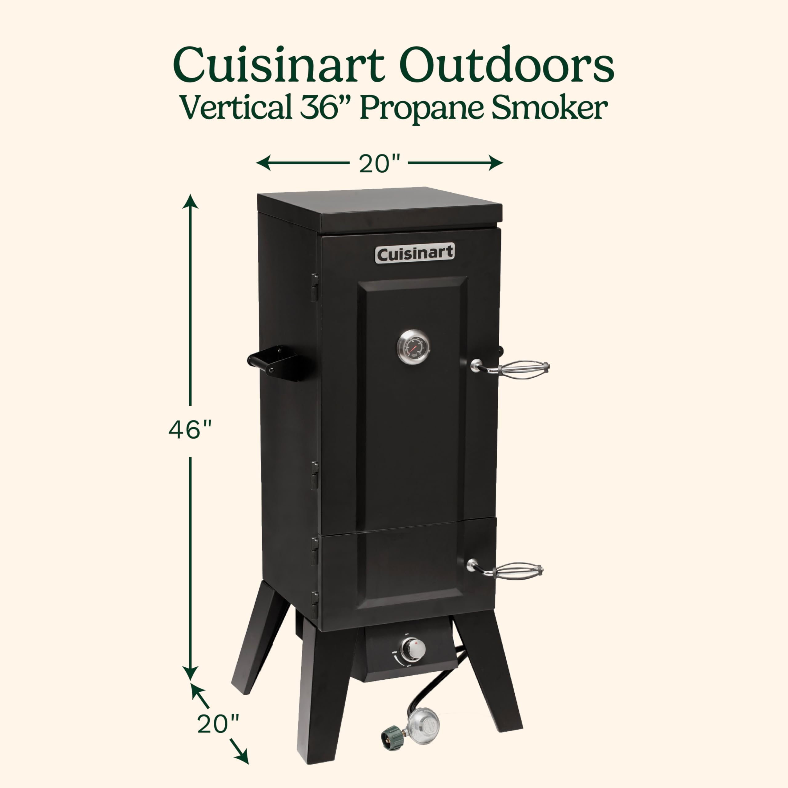 cuisinart-36-vertical-propane-smoker-4-chrome-racks-785-sq-in-15-000-btu image 2