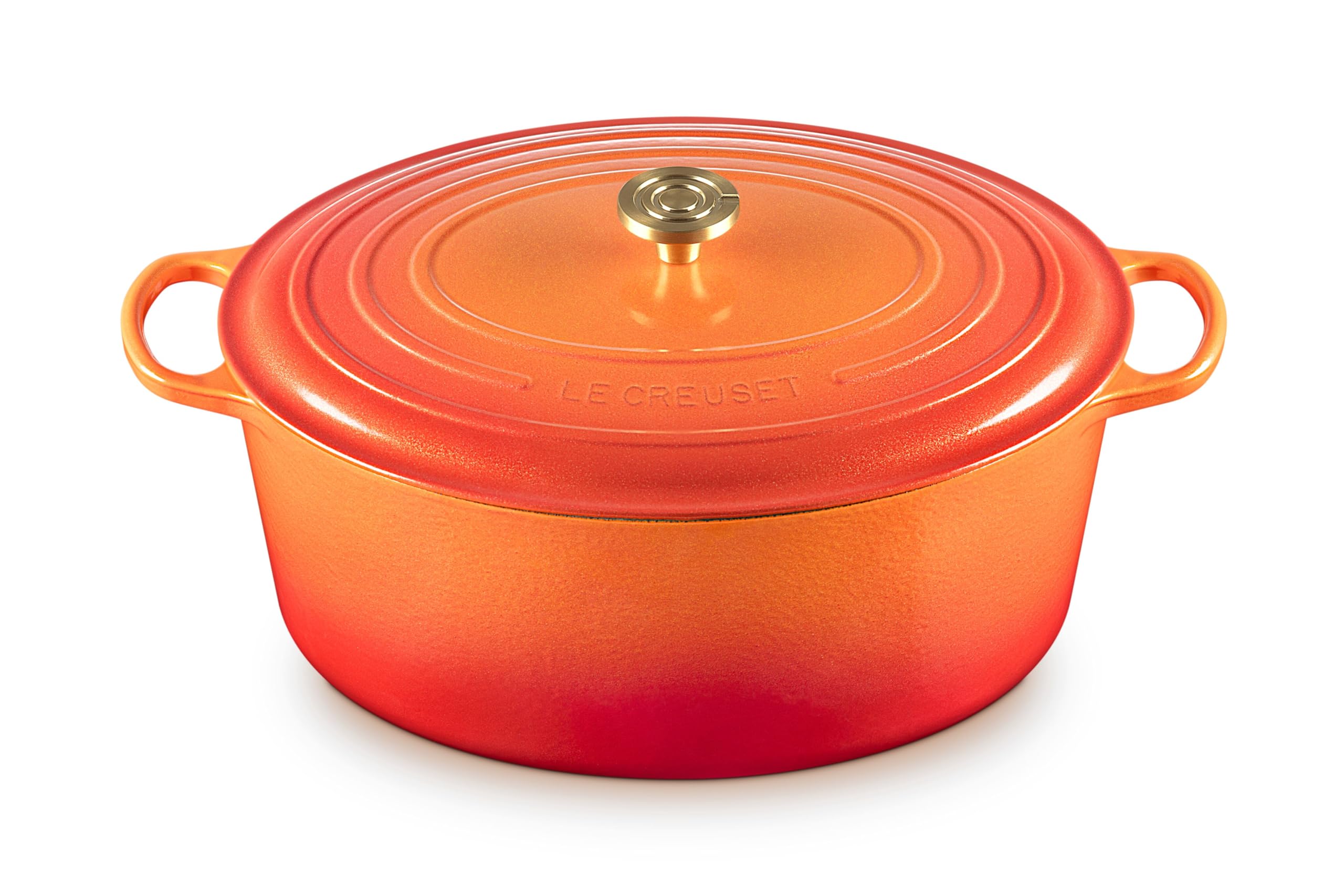 le-creuset-enameled-cast-iron-signature-oval-dutch-oven-15-5-qt-flamme-doree-wit image 1