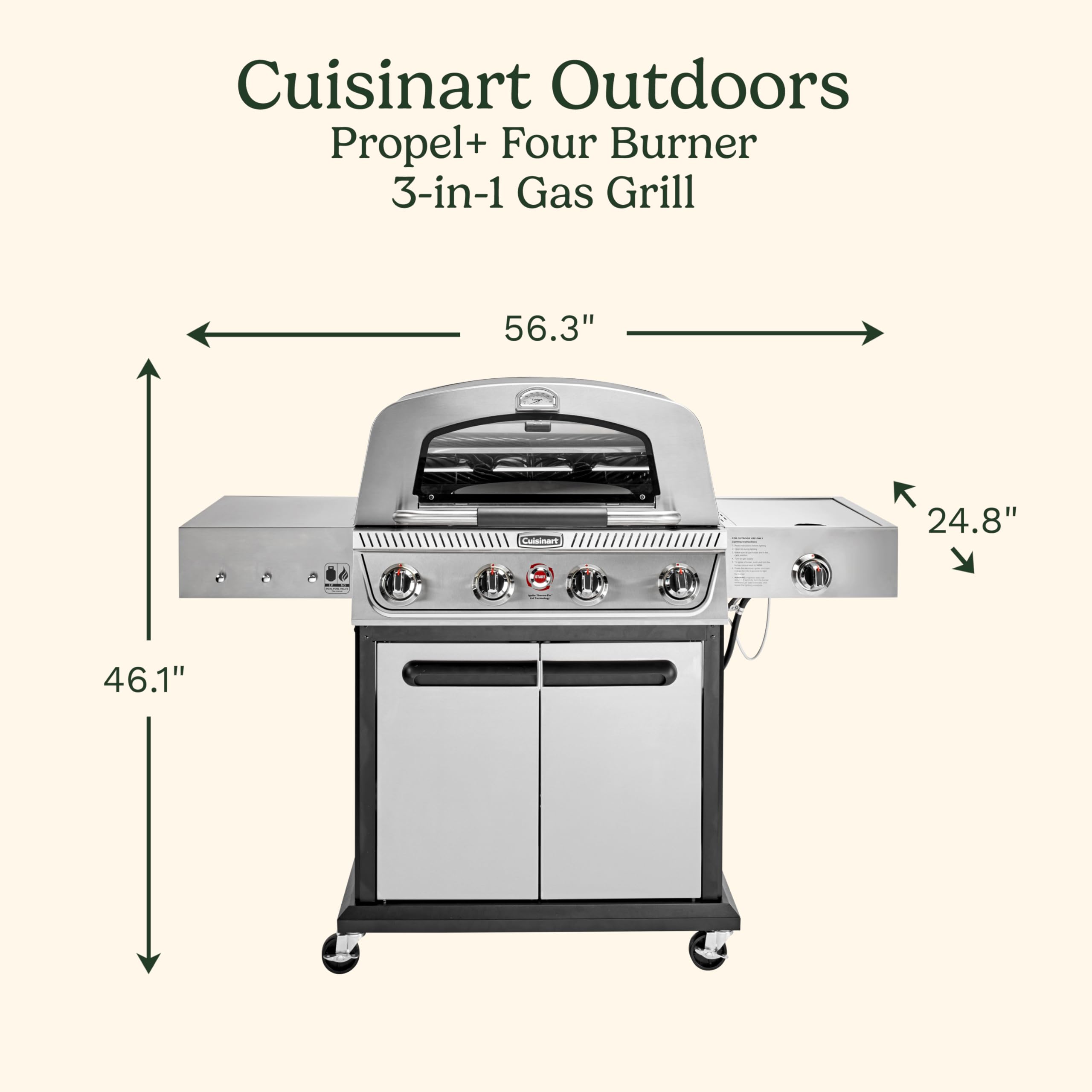 cuisinart-propel-4-burner-3-in-1-gas-grill-with-griddle-and-pizza-oven-stainless image 2