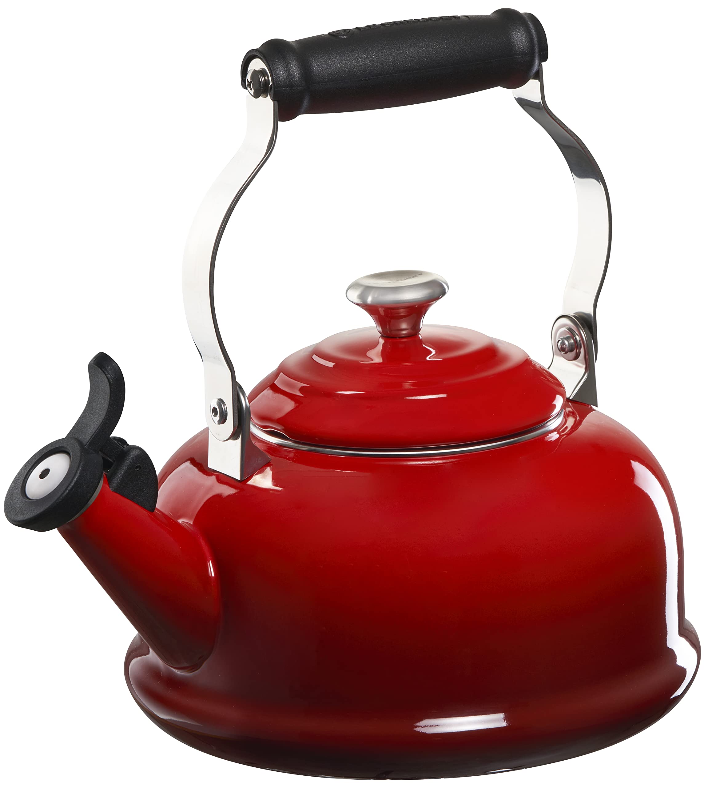 le-creuset-enamel-on-steel-whistling-tea-kettle-1-7-qt-cerise image 1