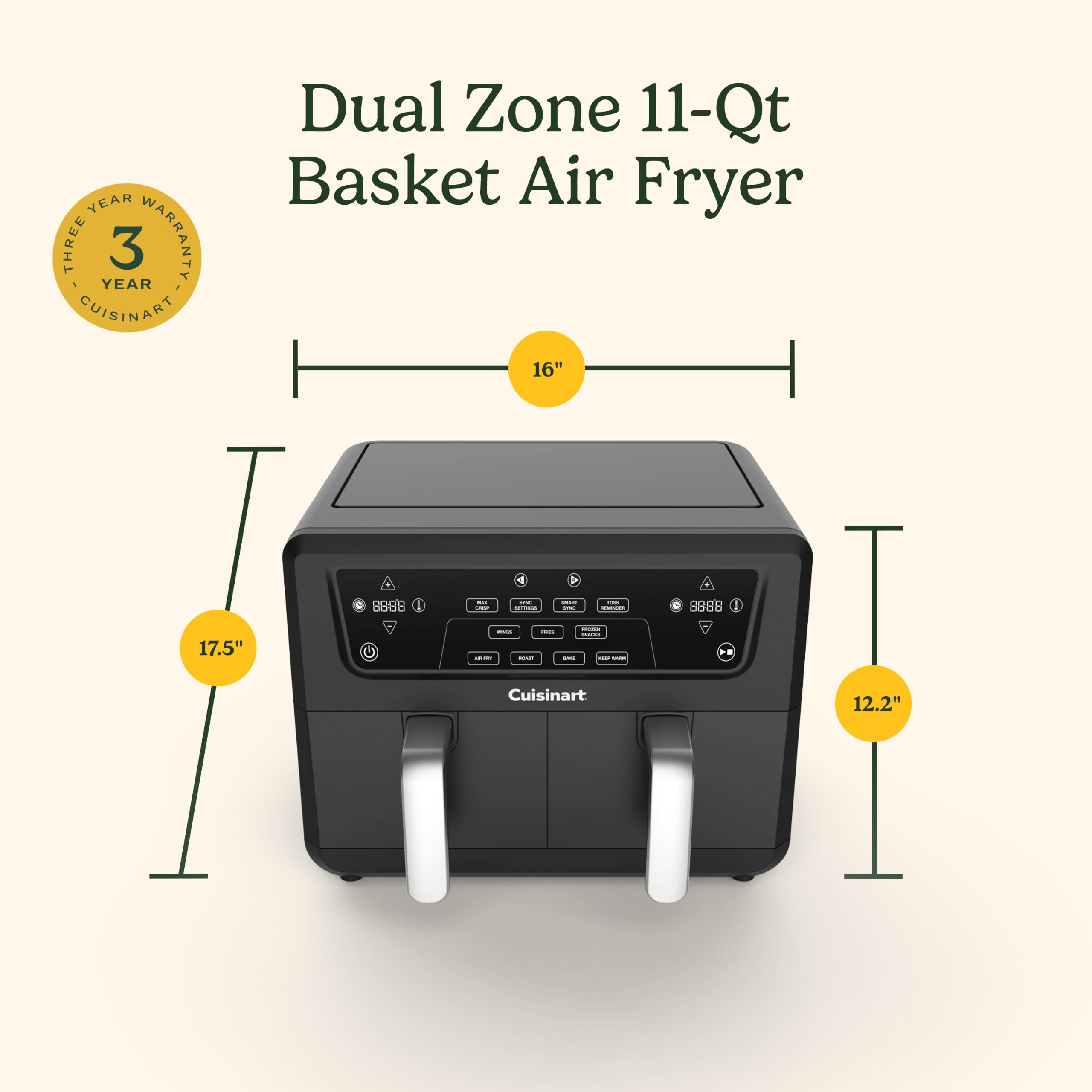 cuisinart-dual-basket-air-fryer-11-qt-sync-finish-4-cooking-functions image 8