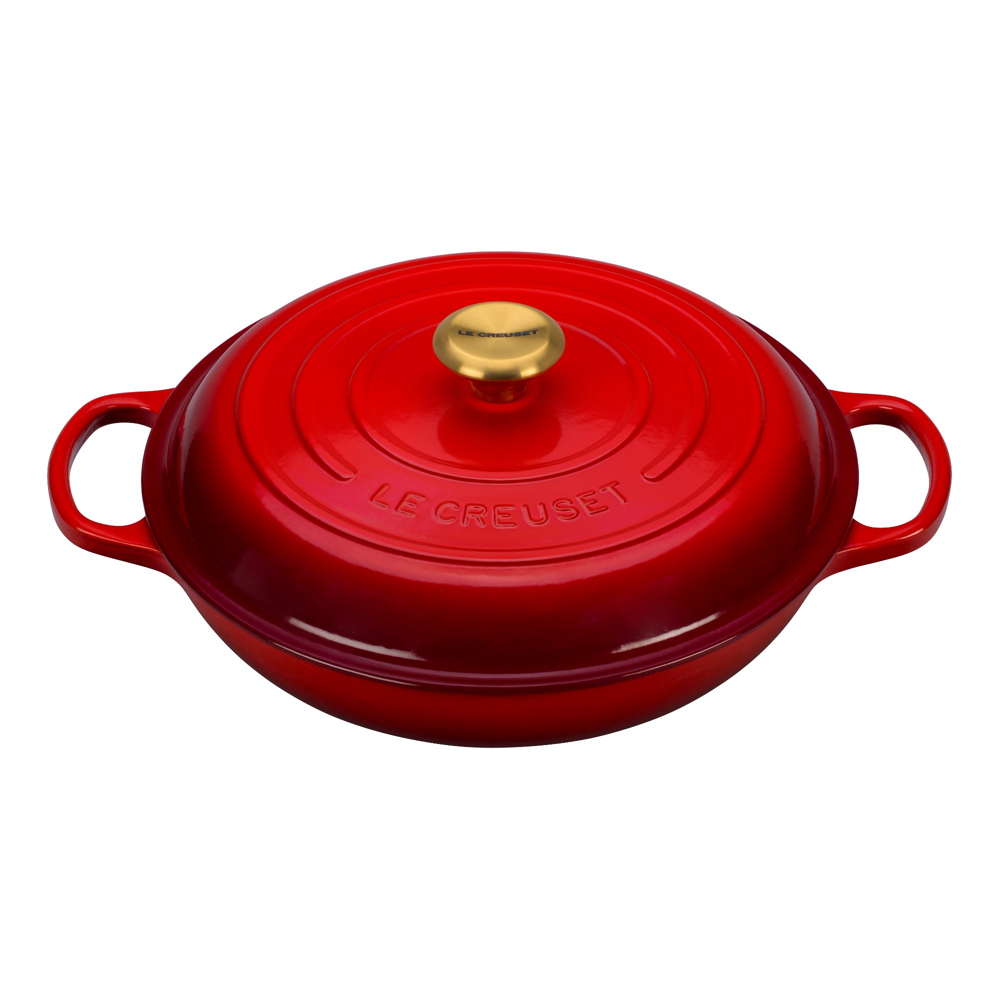le-creuset-signature-enameled-cast-iron-braiser-3-75-qt-red-with-gold-knob-ls253 image 1
