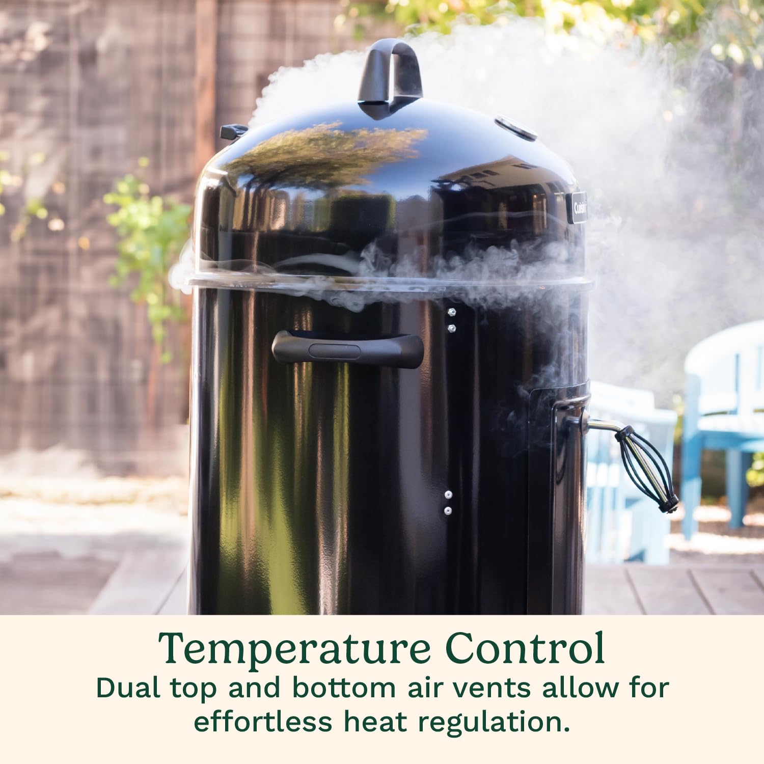 cuisinart-18-inch-vertical-charcoal-smoker-with-thermometer-and-water-bowl image 4