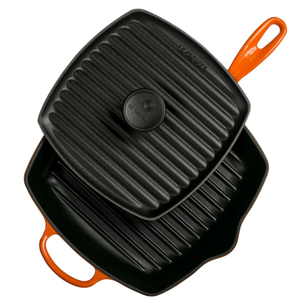 le-creuset-cast-iron-panini-press-and-signature-square-skillet-grill-set-10-25-i-2 image 1