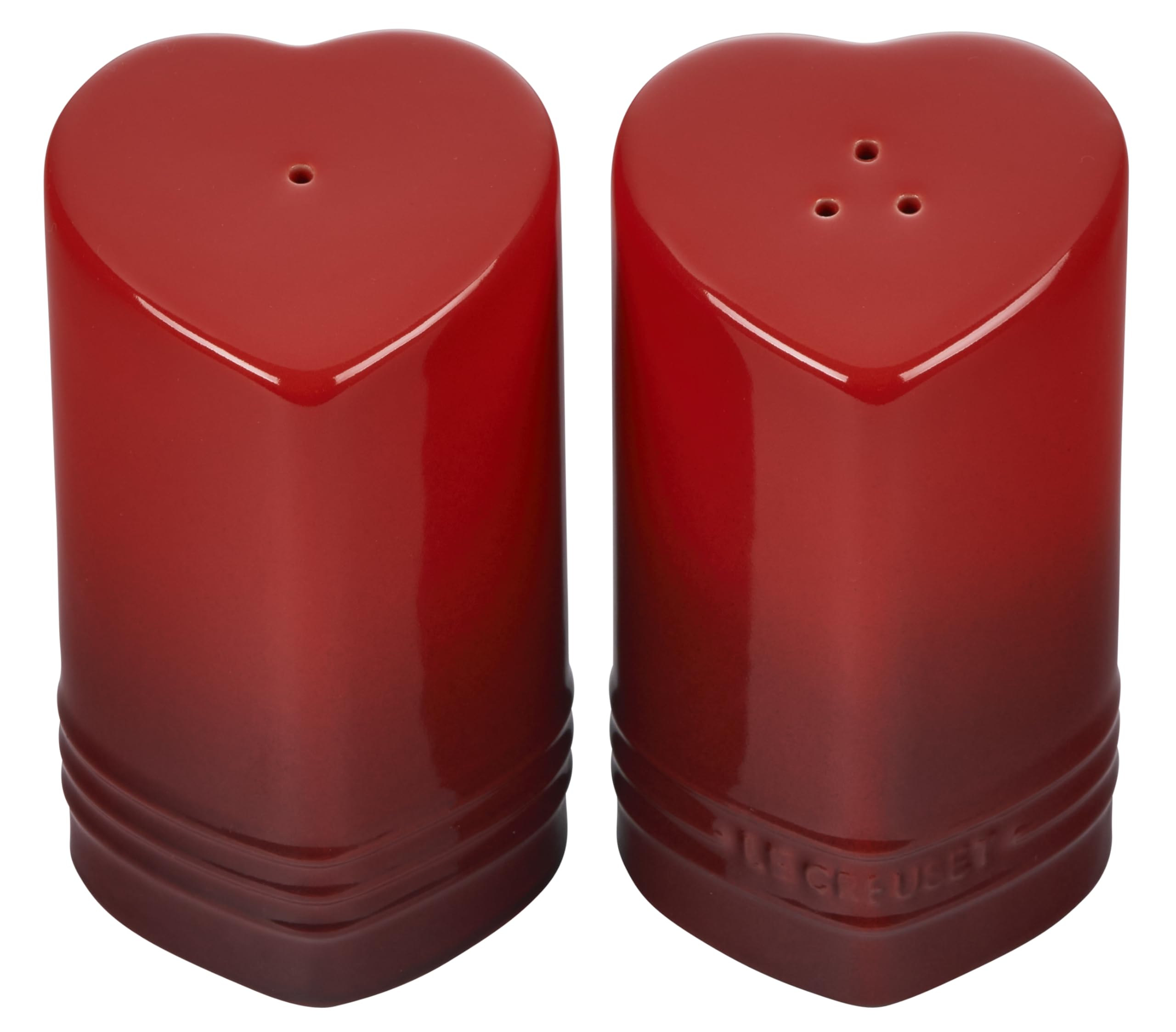 le-creuset-stoneware-heart-shaped-salt-pepper-shakers-4-oz-each-cerise image 1