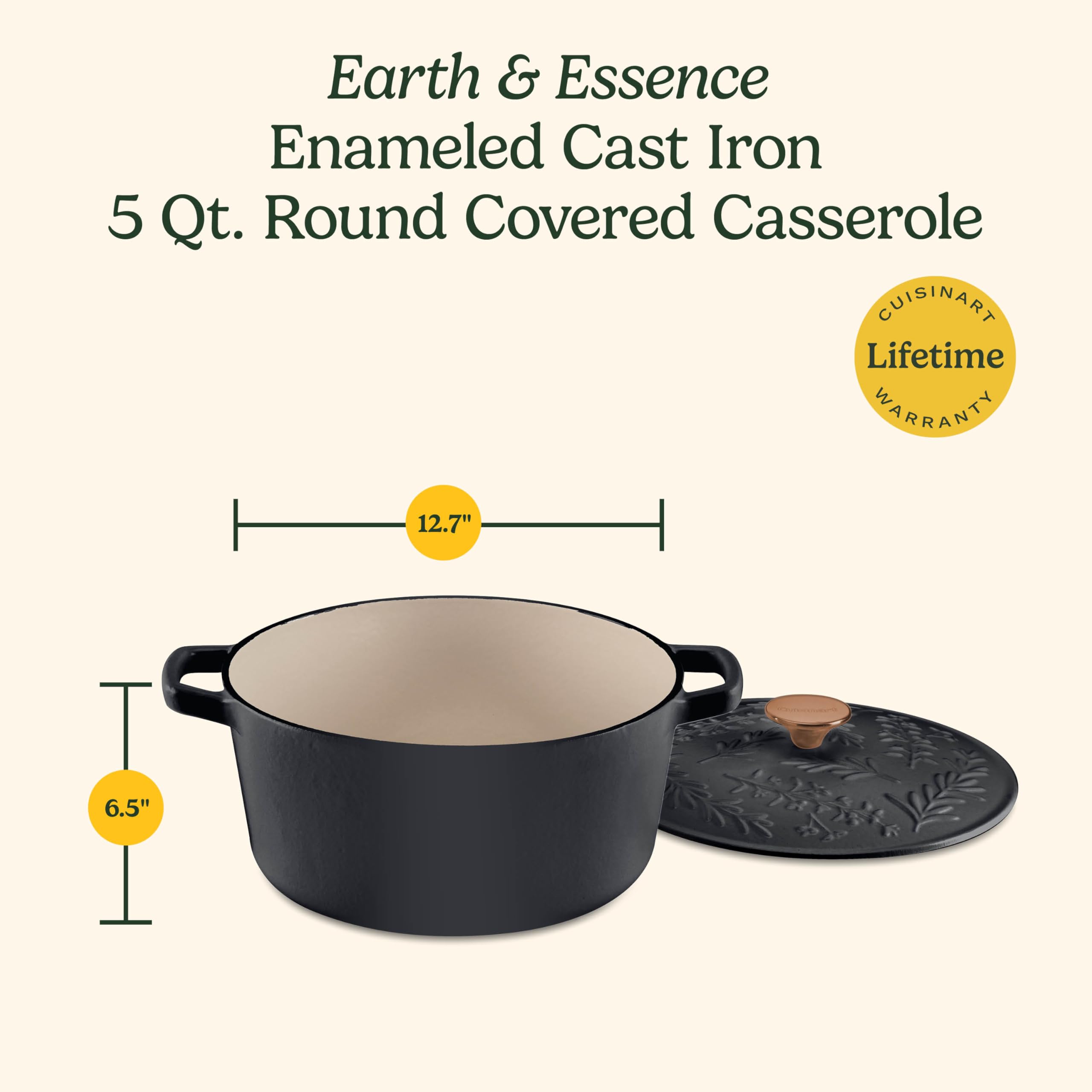 cuisinart-earth-essence-5-qt-cast-iron-casserole-with-cover-rosemary-thyme-ci650 image 6