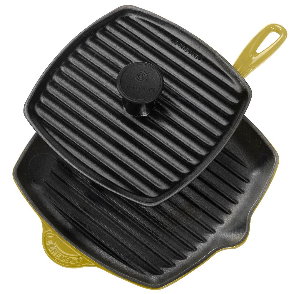 le-creuset-panini-press-skillet-grill-set-10-25-inch-cast-iron image 1