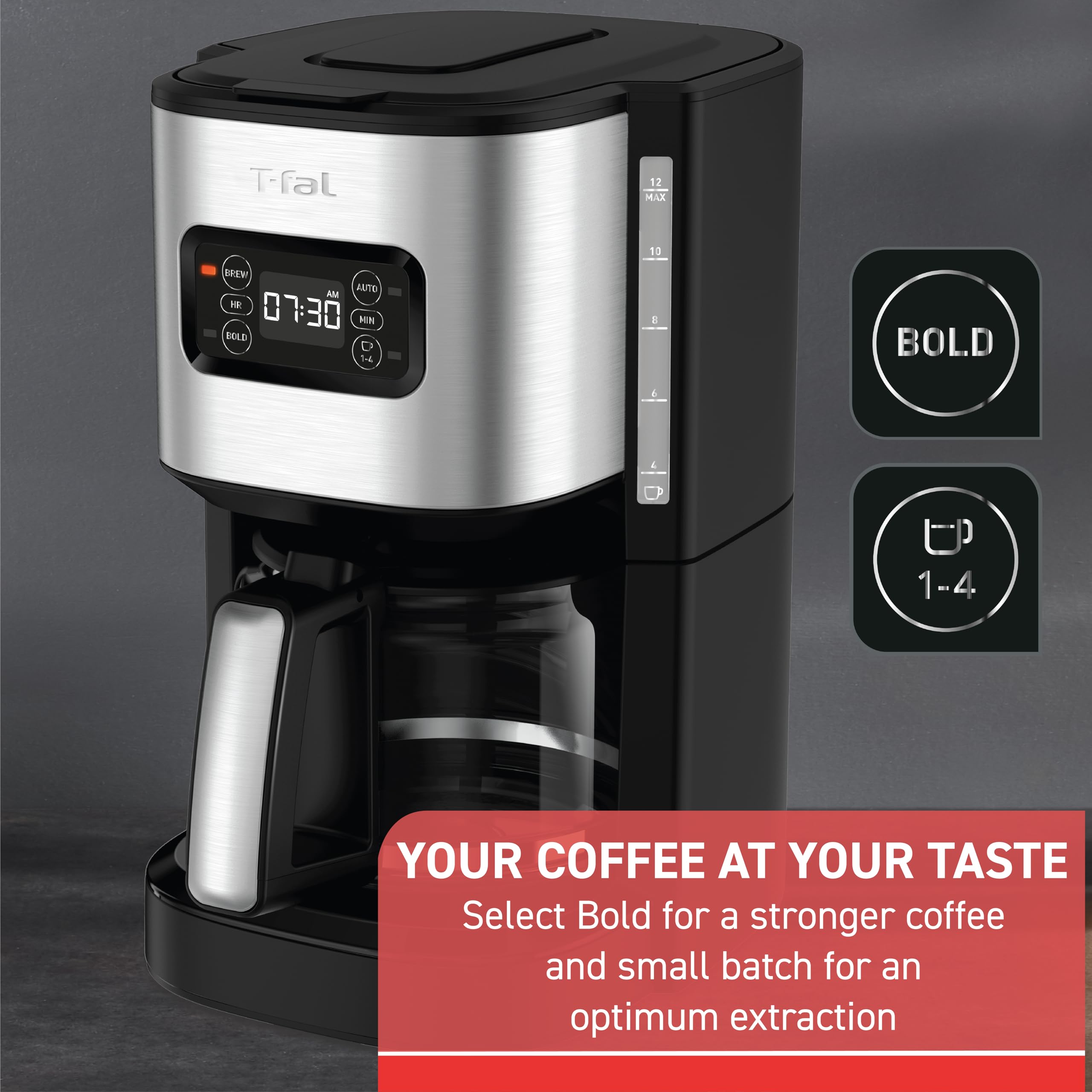 t-fal-element-12-cup-programmable-drip-coffee-maker-with-glass-carafe-black image 6