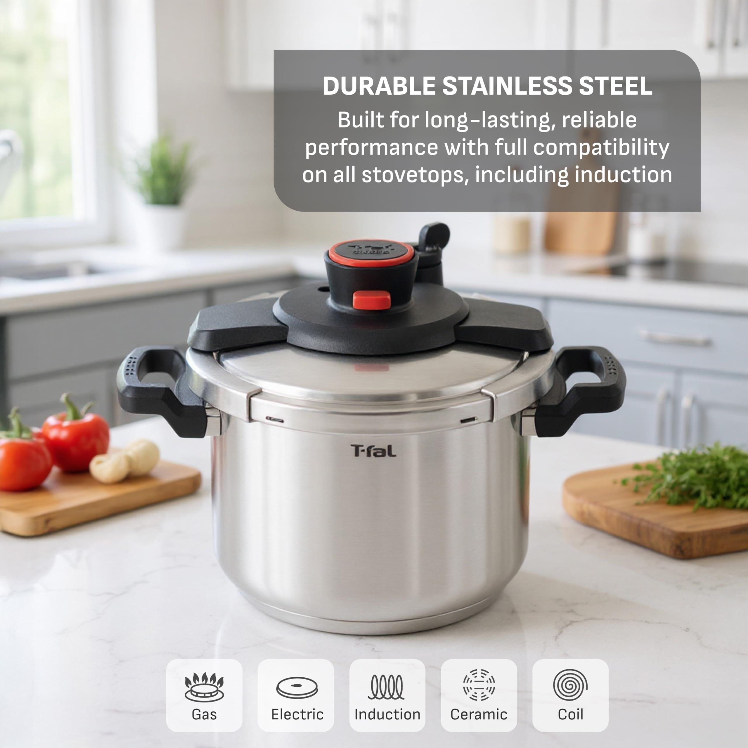 t-fal-clipso-8-quart-stainless-steel-pressure-cooker-with-steam-basket-silver image 5