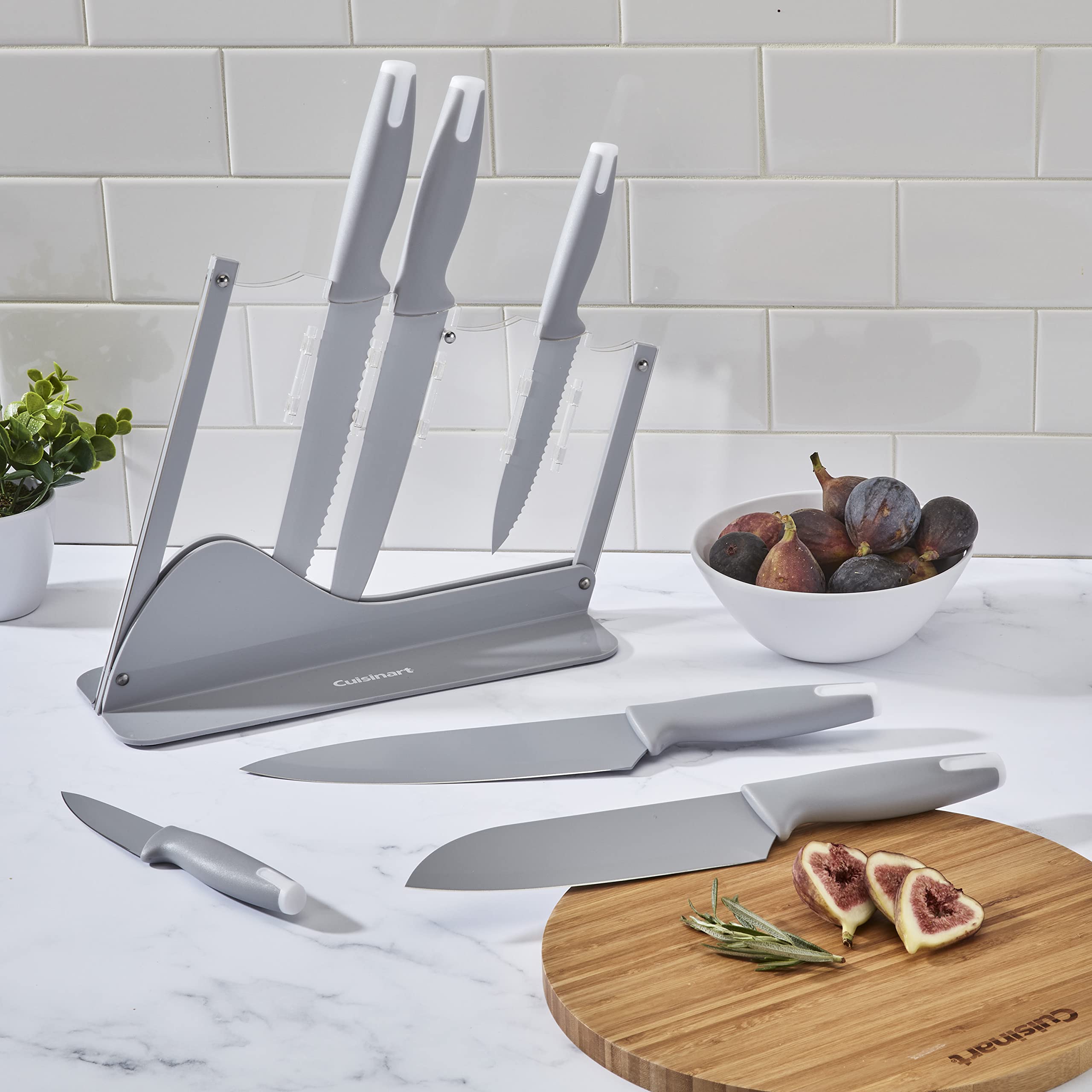 cuisinart-7-piece-ceramic-coated-cutlery-set-with-acrylic-stand-grey image 2