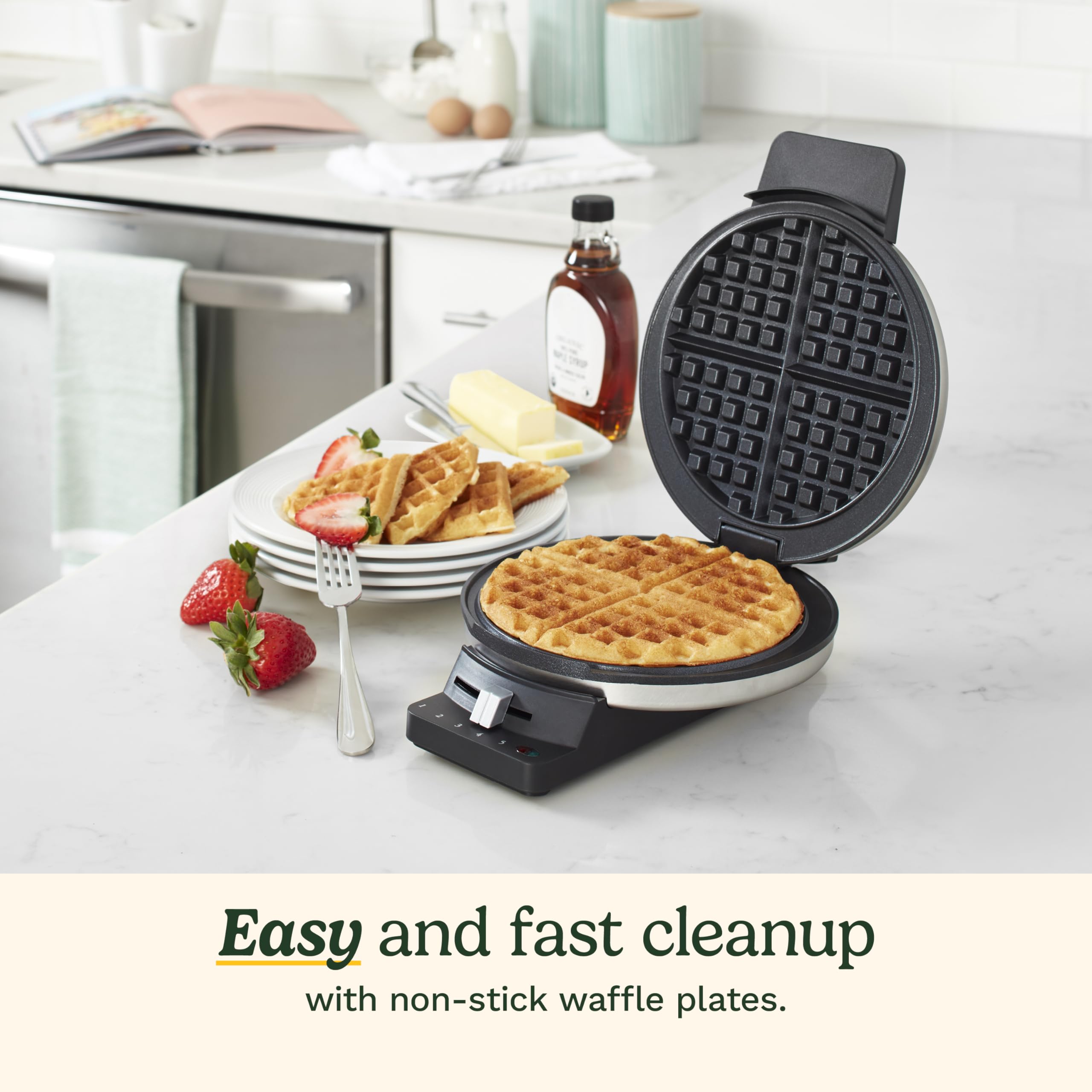 cuisinart-wmr-canas-round-classic-waffle-maker-with-5-browning-settings-brushed- image 4