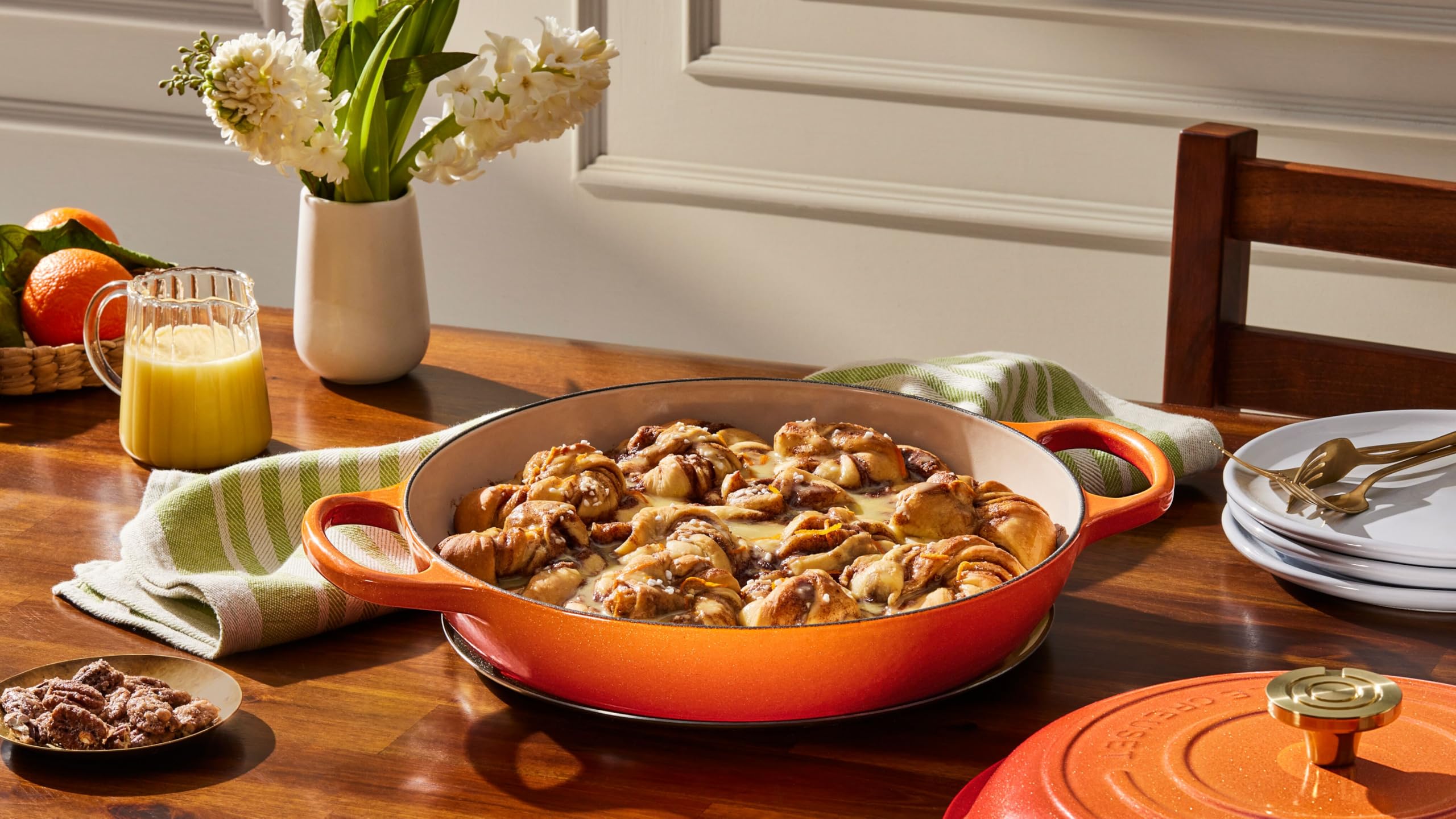 le-creuset-enameled-cast-iron-signature-braiser-3-5-qt-flamme-doree-with-crucibl image 7