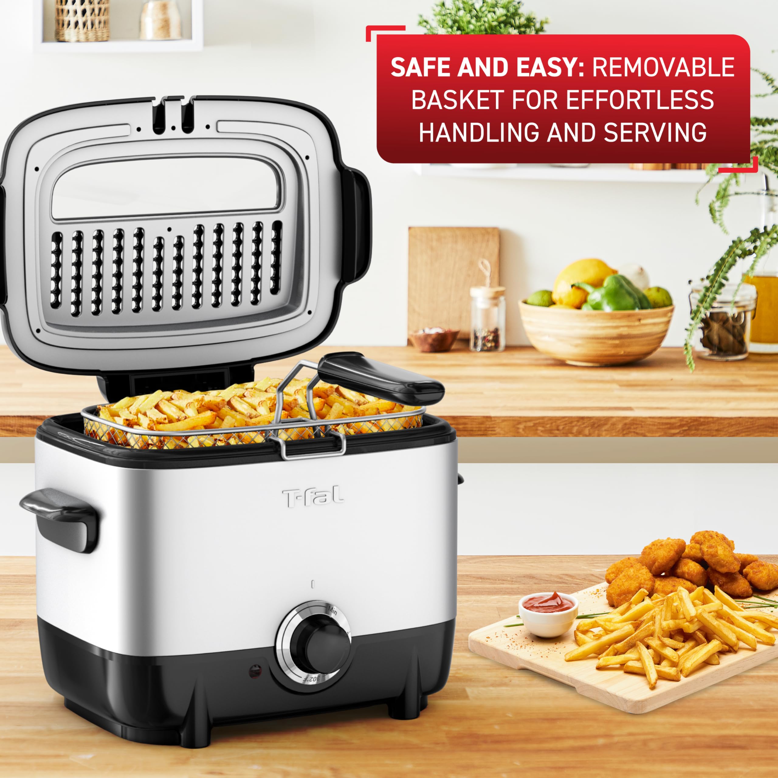 t-fal-mini-deep-fryer-1-liter-stainless-steel-with-basket-adjustable-temperature image 2