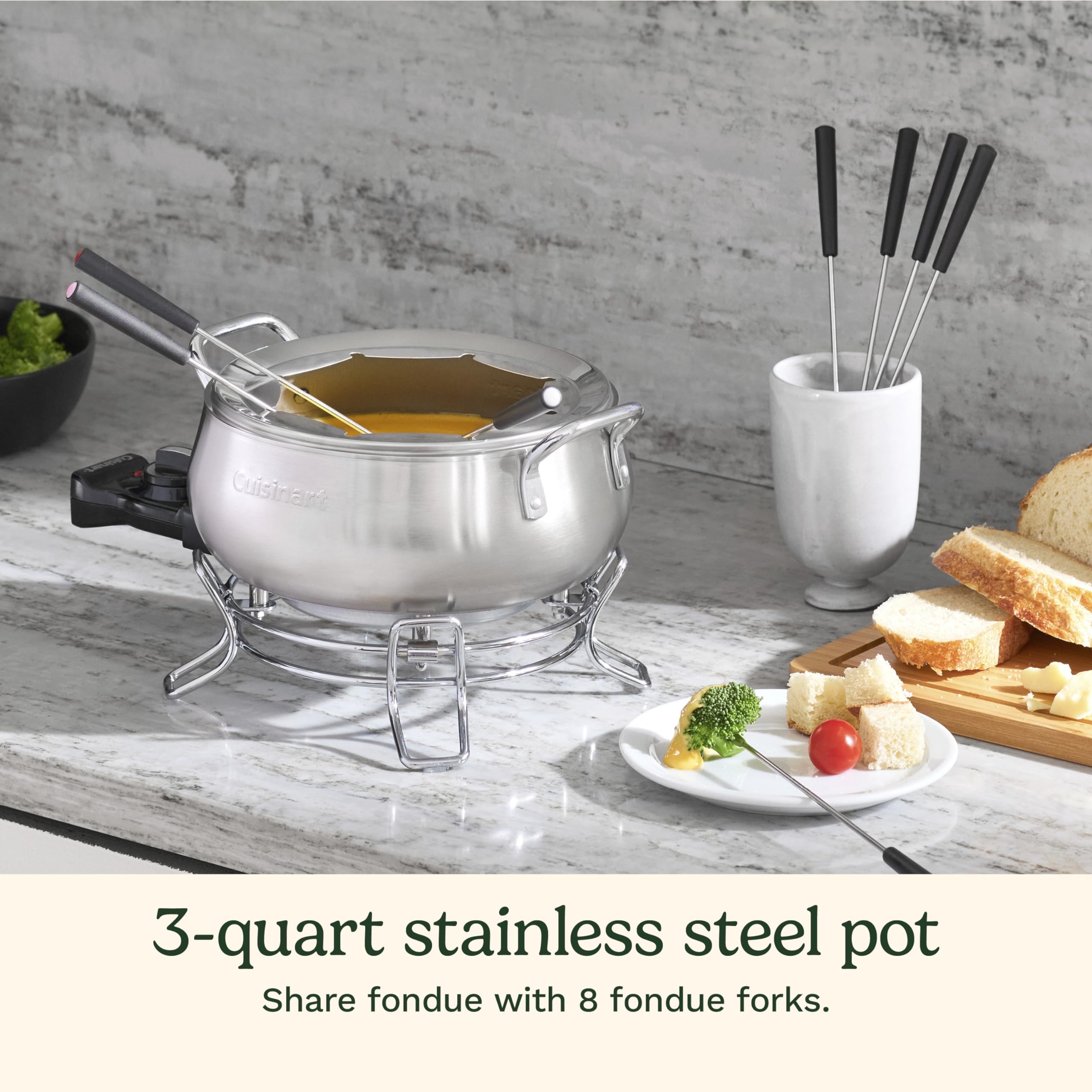 cuisinart-cfo-3ssnas-3-quart-electric-fondue-pot-set-stainless-steel-with-8-fork image 2