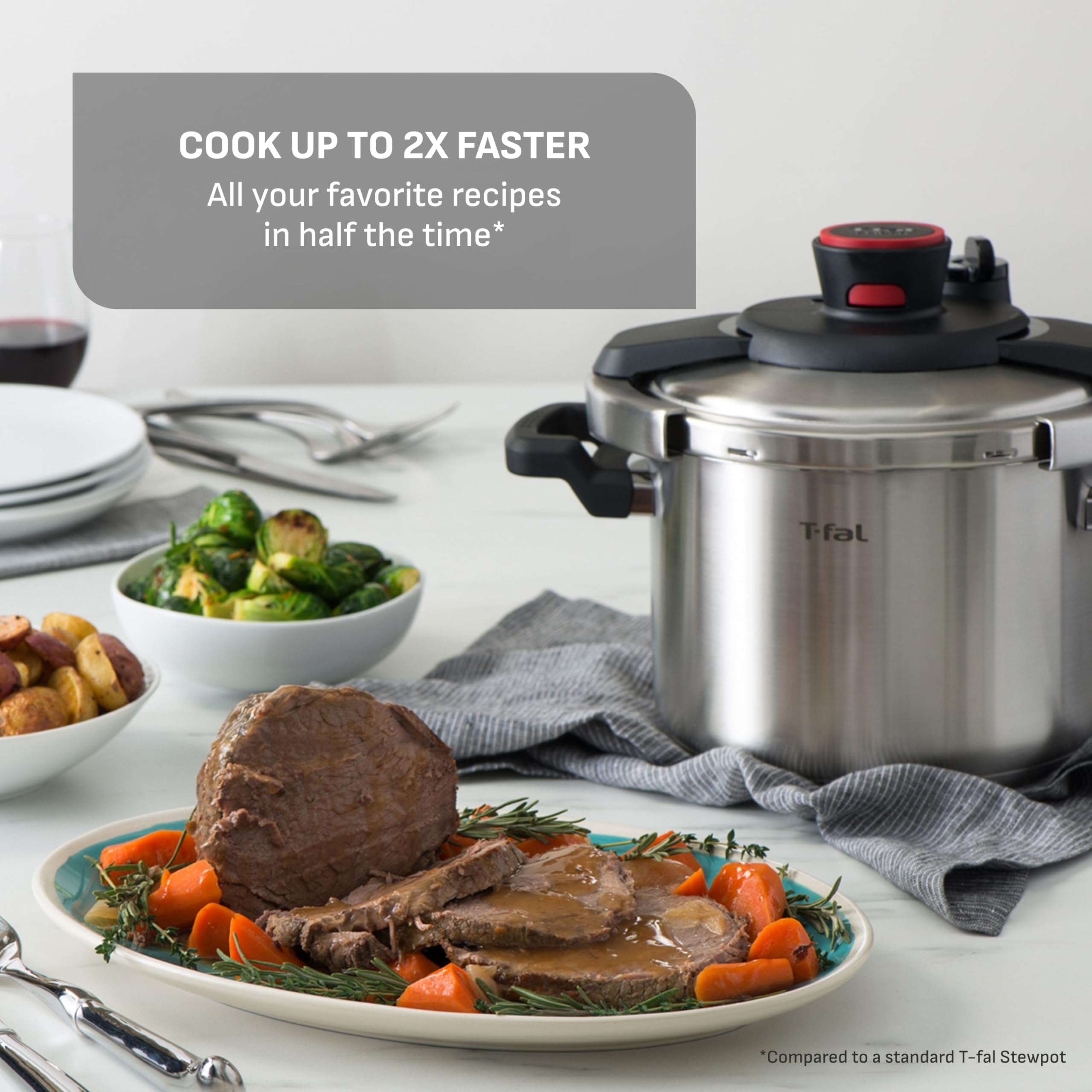 t-fal-clipso-8-quart-stainless-steel-pressure-cooker-with-steam-basket-silver image 3