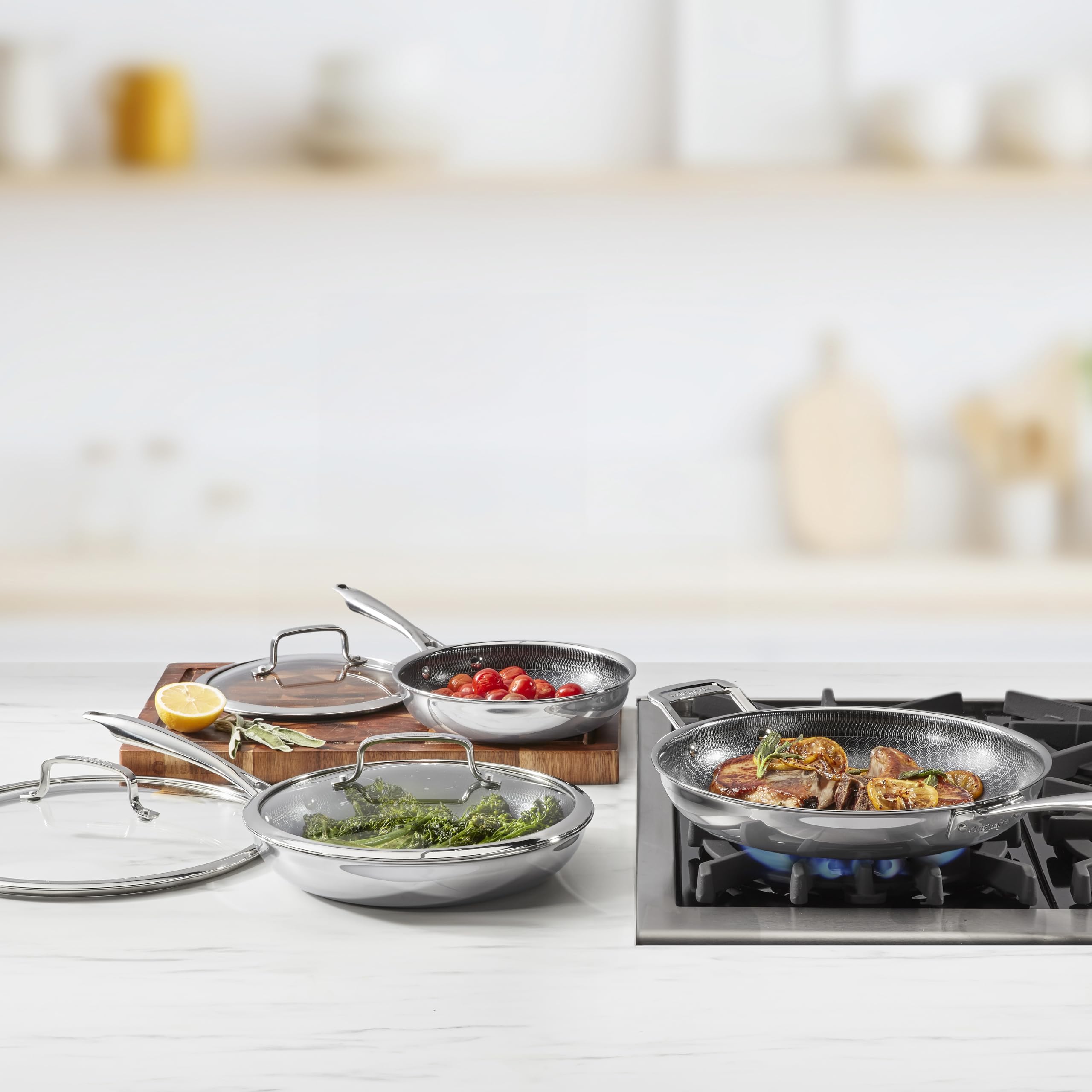 cuisinart-fusionelite-hybrid-tri-ply-6-pc-skillet-set-with-lids-8-10-12-inch image 2