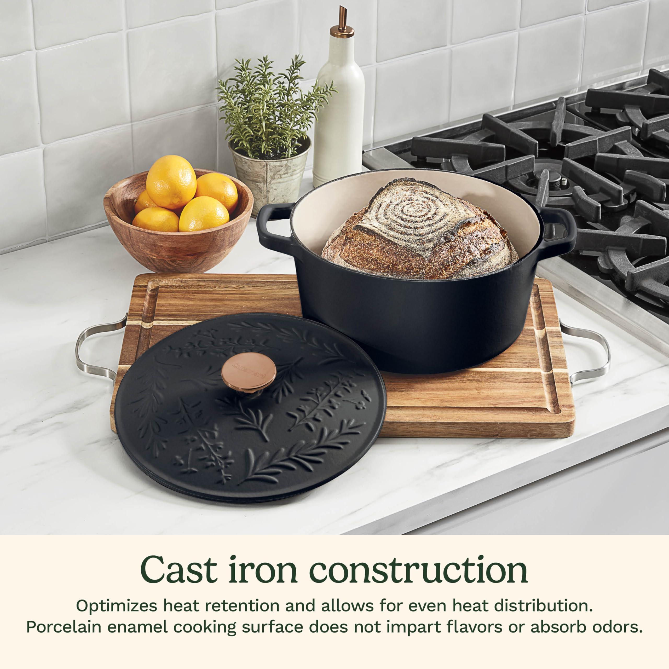 cuisinart-earth-essence-5-qt-cast-iron-casserole-with-cover-rosemary-thyme-ci650 image 3