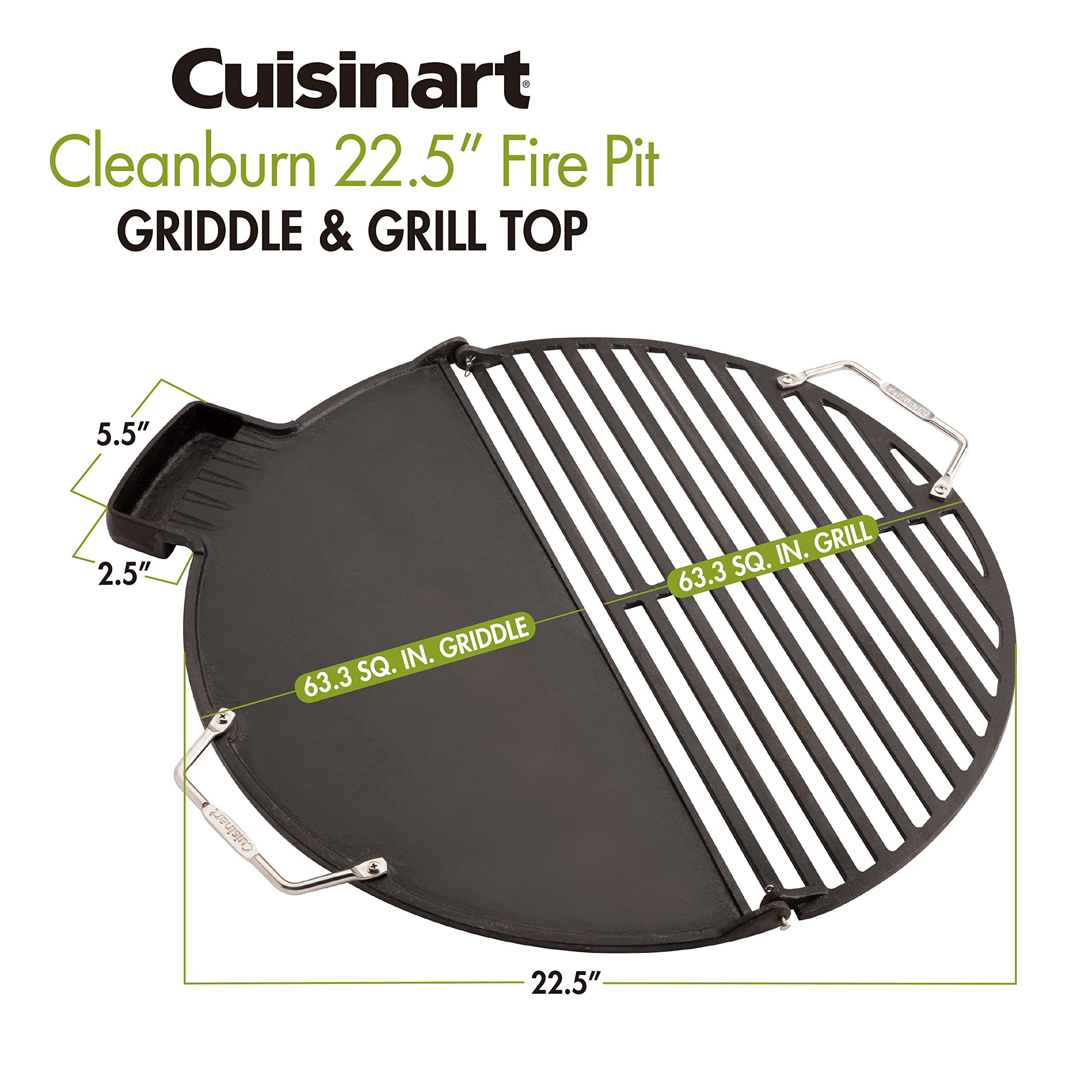 cuisinart-cha-830-cleanburn-fire-pit-griddle-grill-top-pre-seasoned-cast-iron image 7