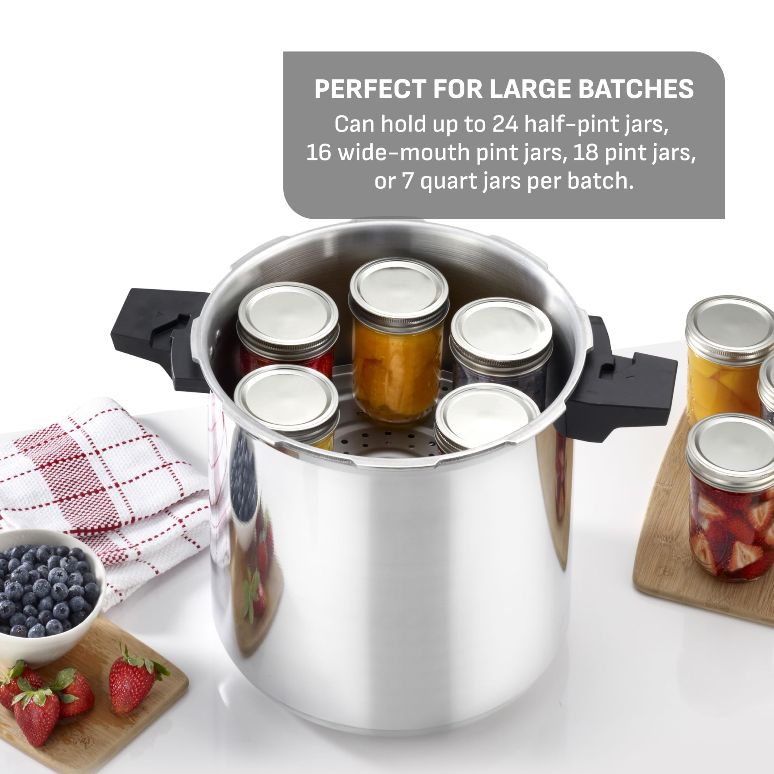 t-fal-22-quart-aluminum-pressure-canner-with-racks-canning-guide-silver image 4