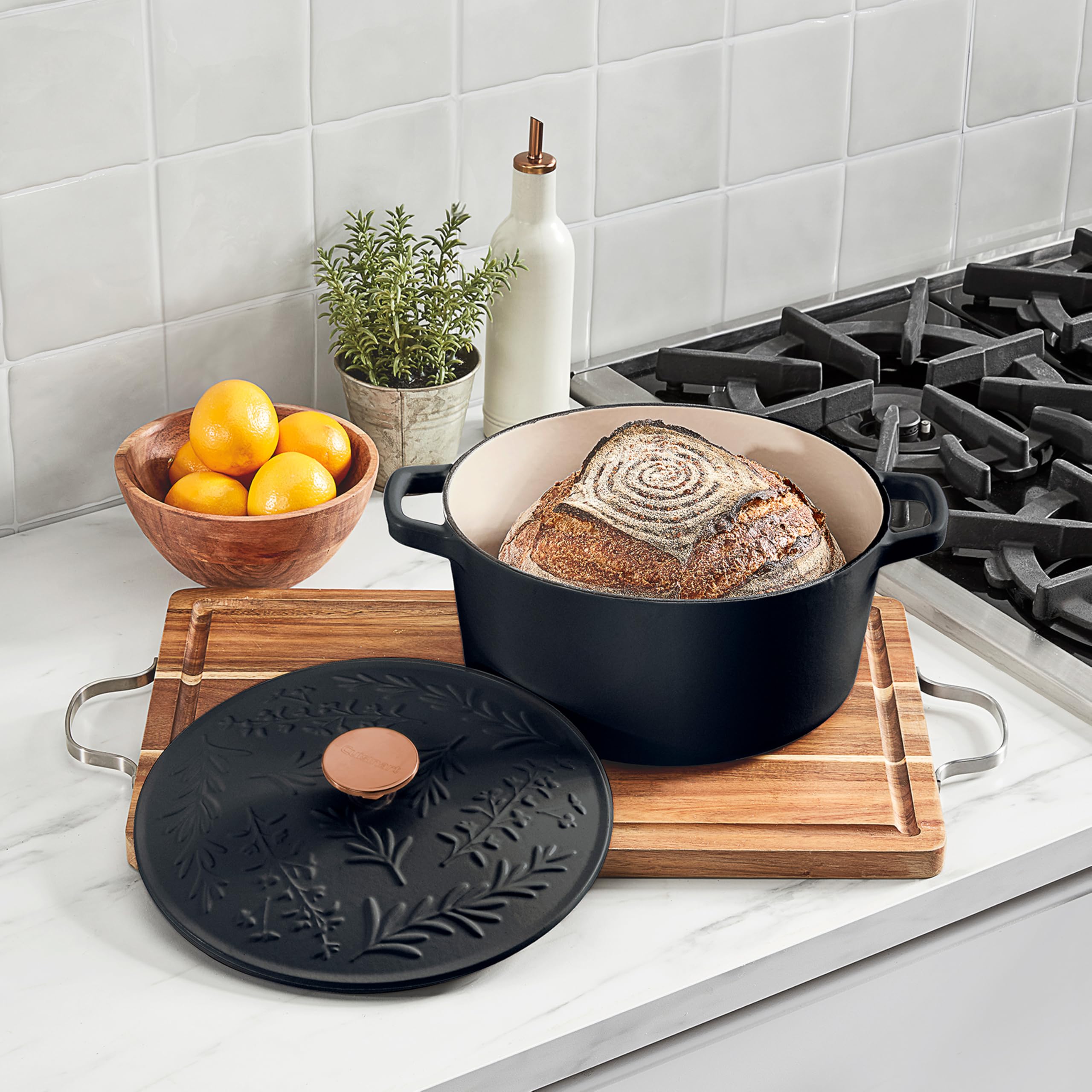 cuisinart-earth-essence-5-qt-cast-iron-casserole-with-cover-rosemary-thyme-ci650 image 2