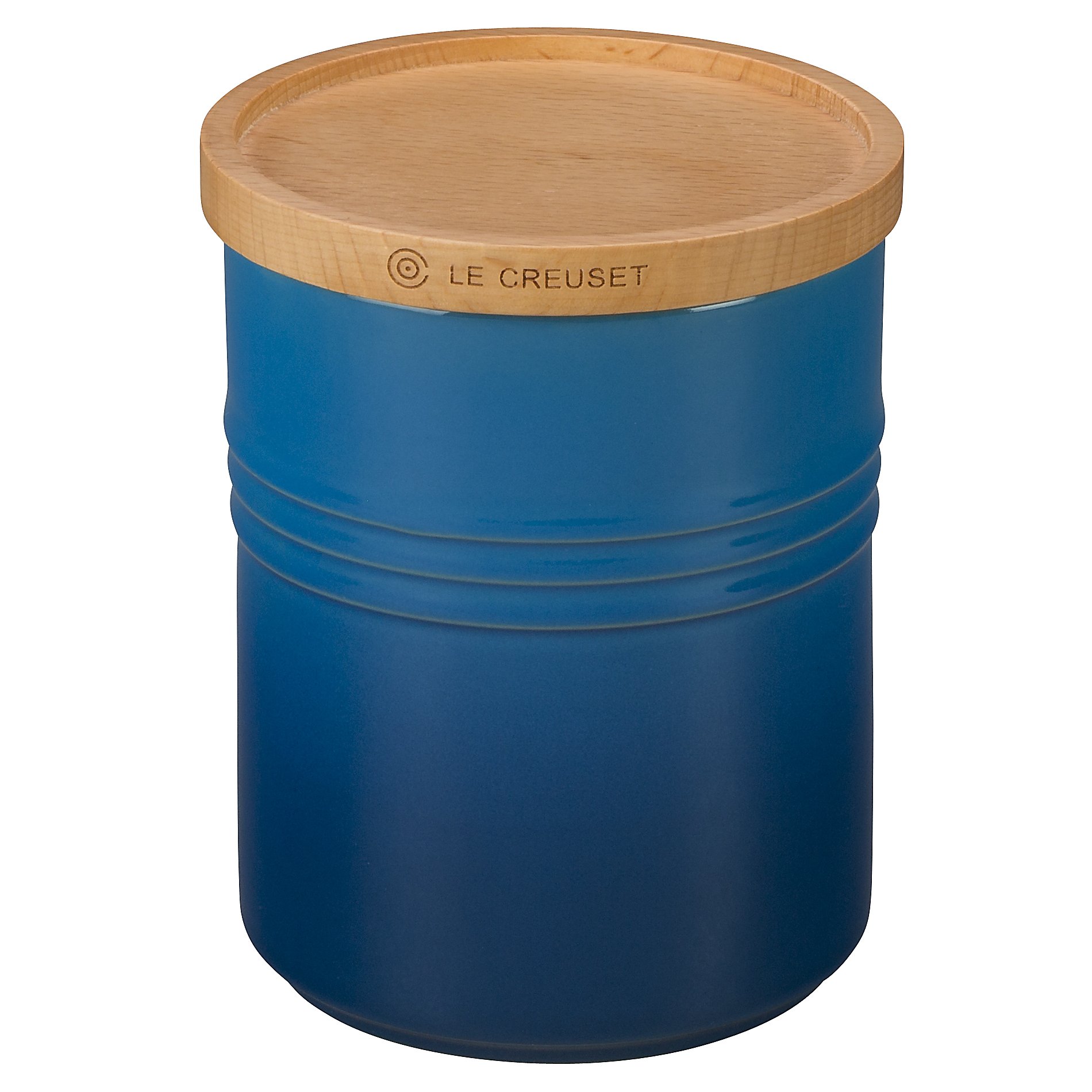 le-creuset-stoneware-canister-with-beech-wood-lid-2-5-qt-marseille image 1